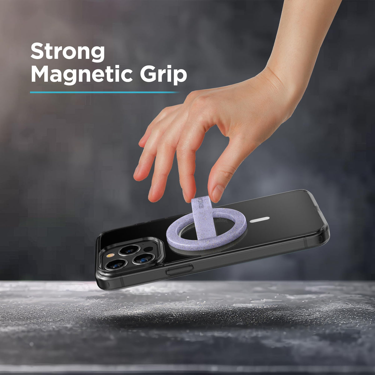 Soporte Magnético para Teléfono MagSafe Anillos de Silicona Brillo y Purpurina Morada Paquete de 2