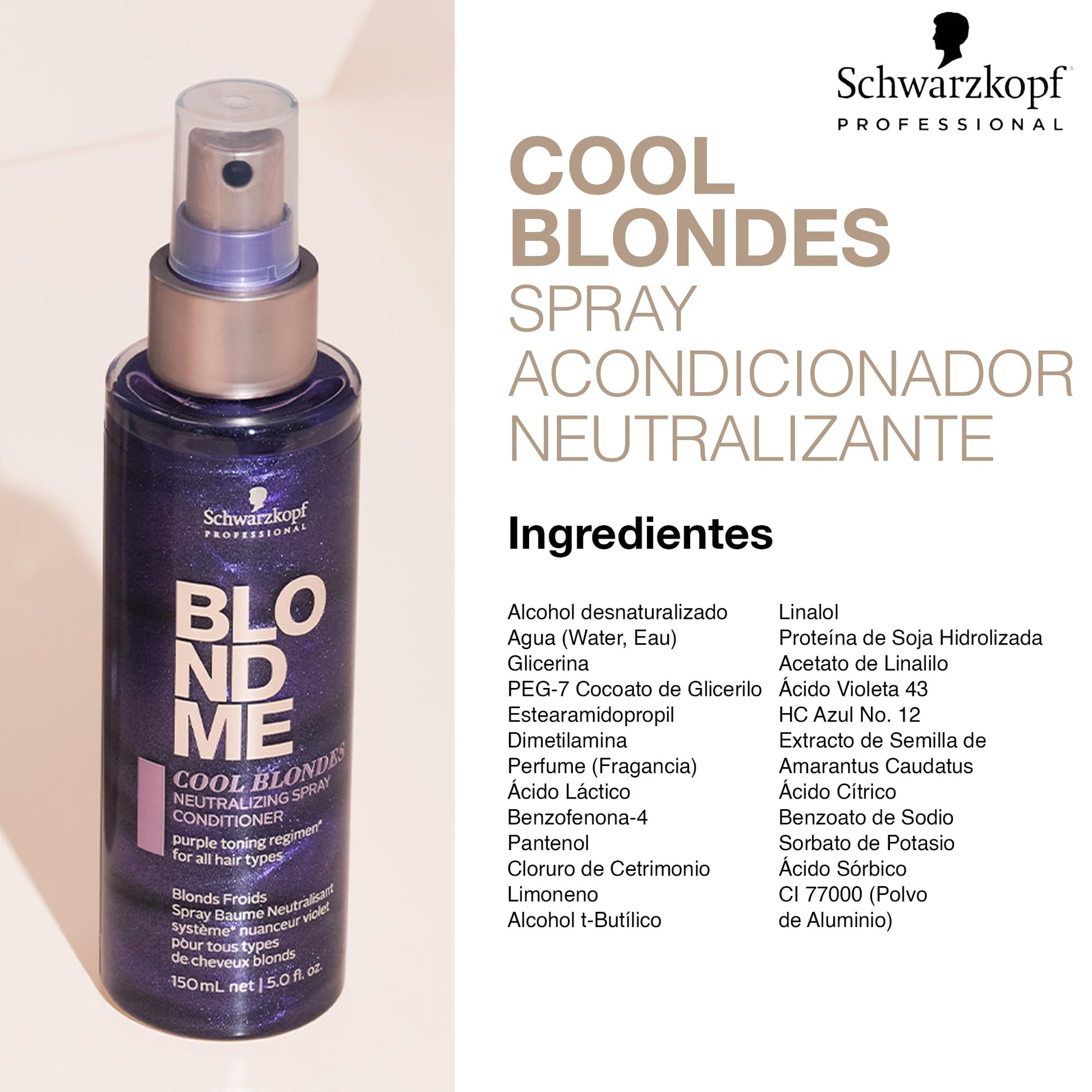 BLOND ME - Cool Blondes Spray Acondicionador Neutralizante 150 ml, para Cabellos Fríos, con Complejo Velvet Flower Protein, Elimina Calidez y Aporta Brillo Luminoso, Desenreda el Cabello e Hidrata