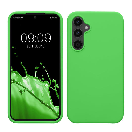 kwmobile Carcasa Compatible con Samsung Galaxy S23 FE Funda - Case TPU y Silicona antigolpes - Apto Carga inalámbrica - Verde Lima