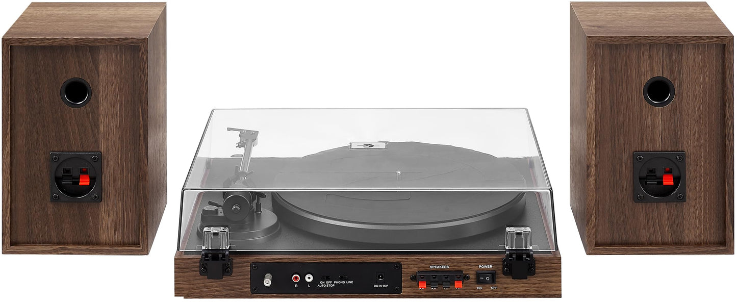 Crosley C72 - Tocadiscos Bluetooth con accionamiento por Correa de 2 velocidades con Altavoces de 80 W, Nogal