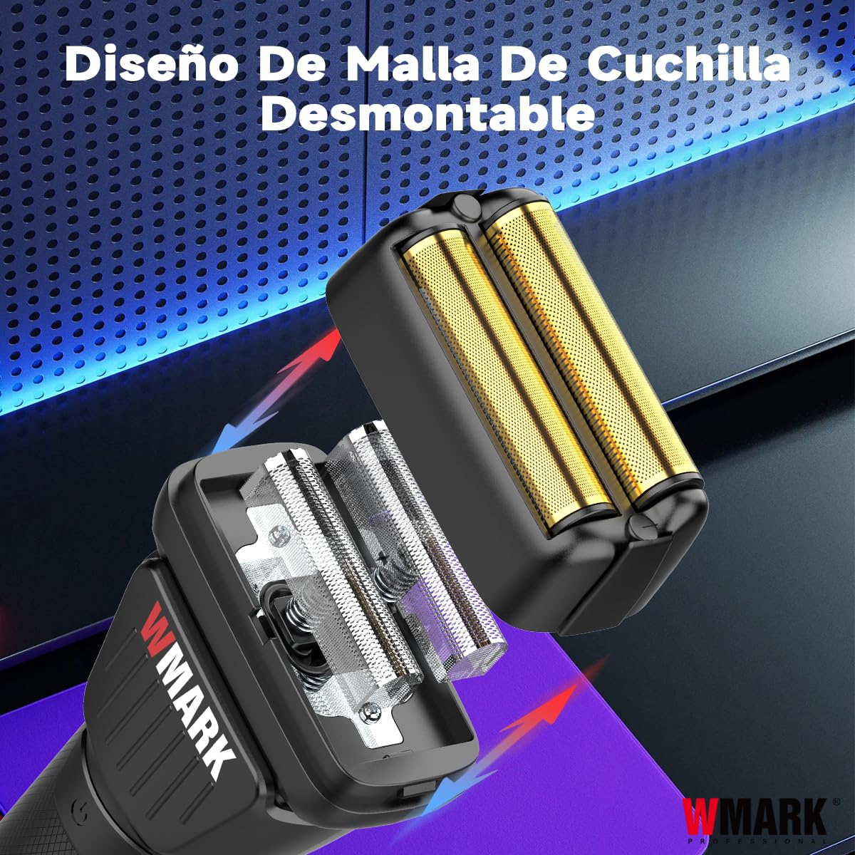 WMARK Afeitadora eléctrica para hombre, 9000RPM Maquina De Afeitar Inalámbrica, (recargable, húmeda y seca), Máquina de afeitar