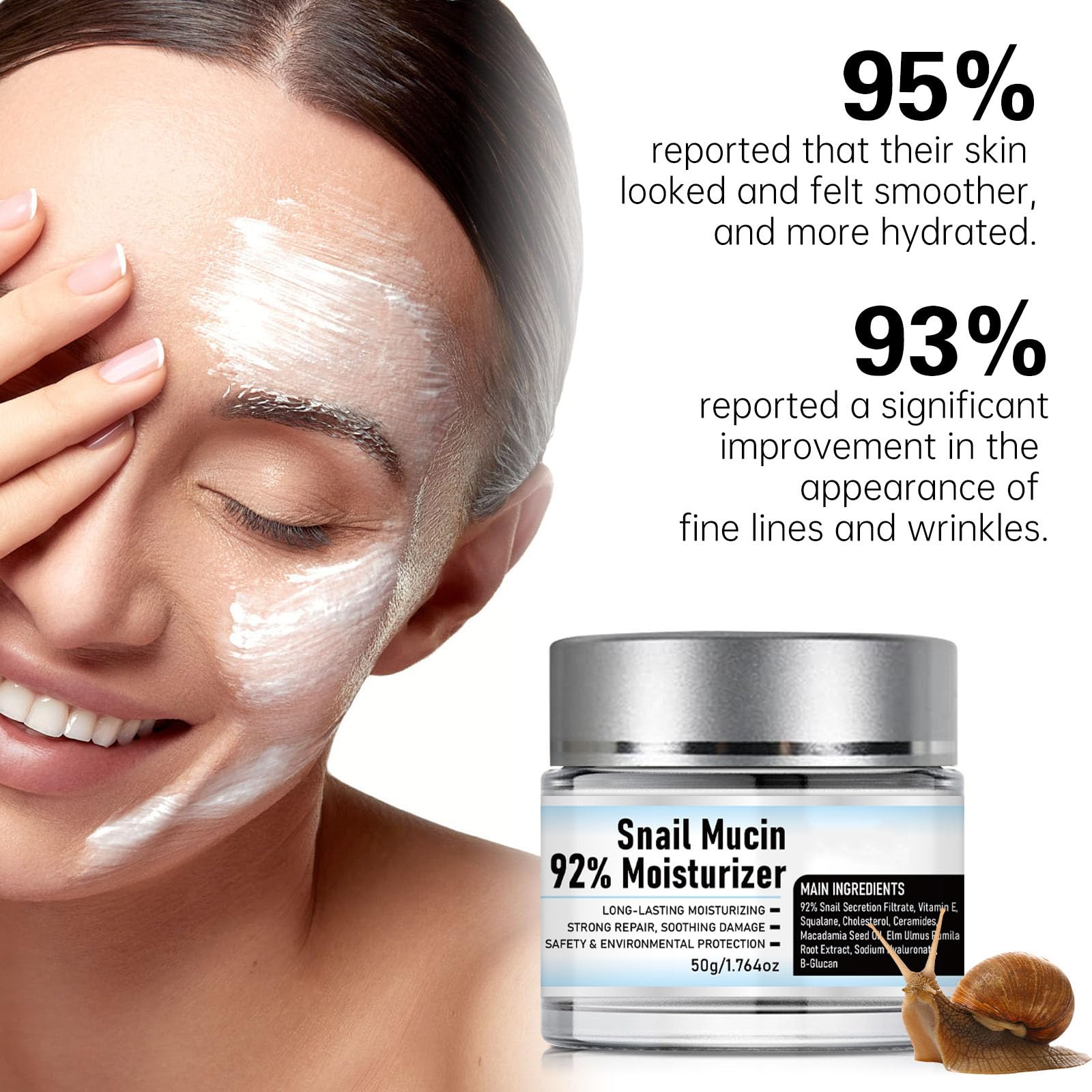Snail Mucin 92% Moisturizer, Snail Mucin Cream Daily Repair Face Gel Cream for Dry Skin, Snail Mucin Moisturizer Face Cream,Snail Cream for Face Moisturizer (2)