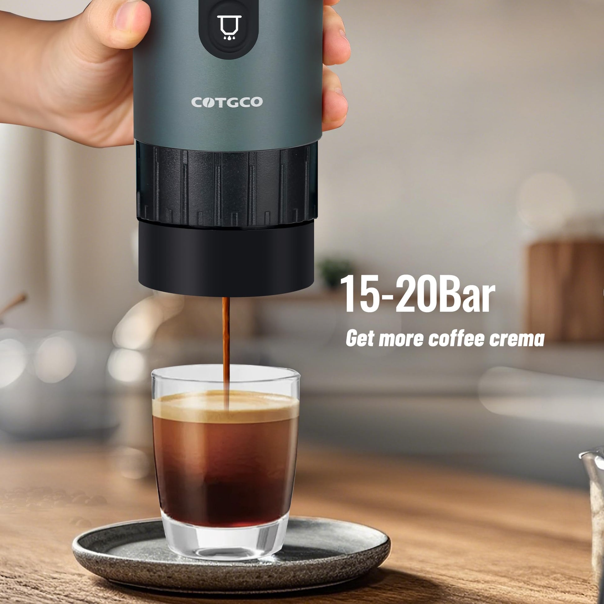 COTGCO - Cafetera portátil para viajes: cafetera portátil, autocalentamiento, haz 8 tazas de café de una sola carga, café en cualquier momento, compatible con cápsulas Nespresso, color azul