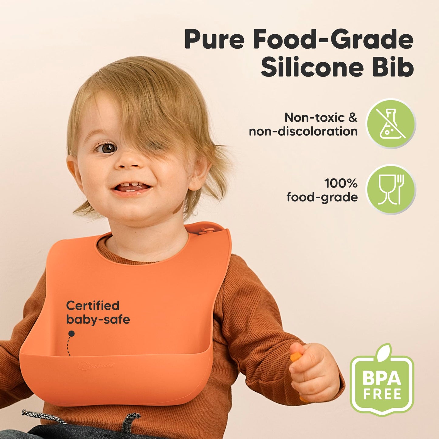 KeaBabies - Paquete de 2 baberos de silicona para bebés, baberos de silicona para comer, baberos de silicona pura de grado alimenticio, baberos para niños pequeños, baberos impermeables, baberos de