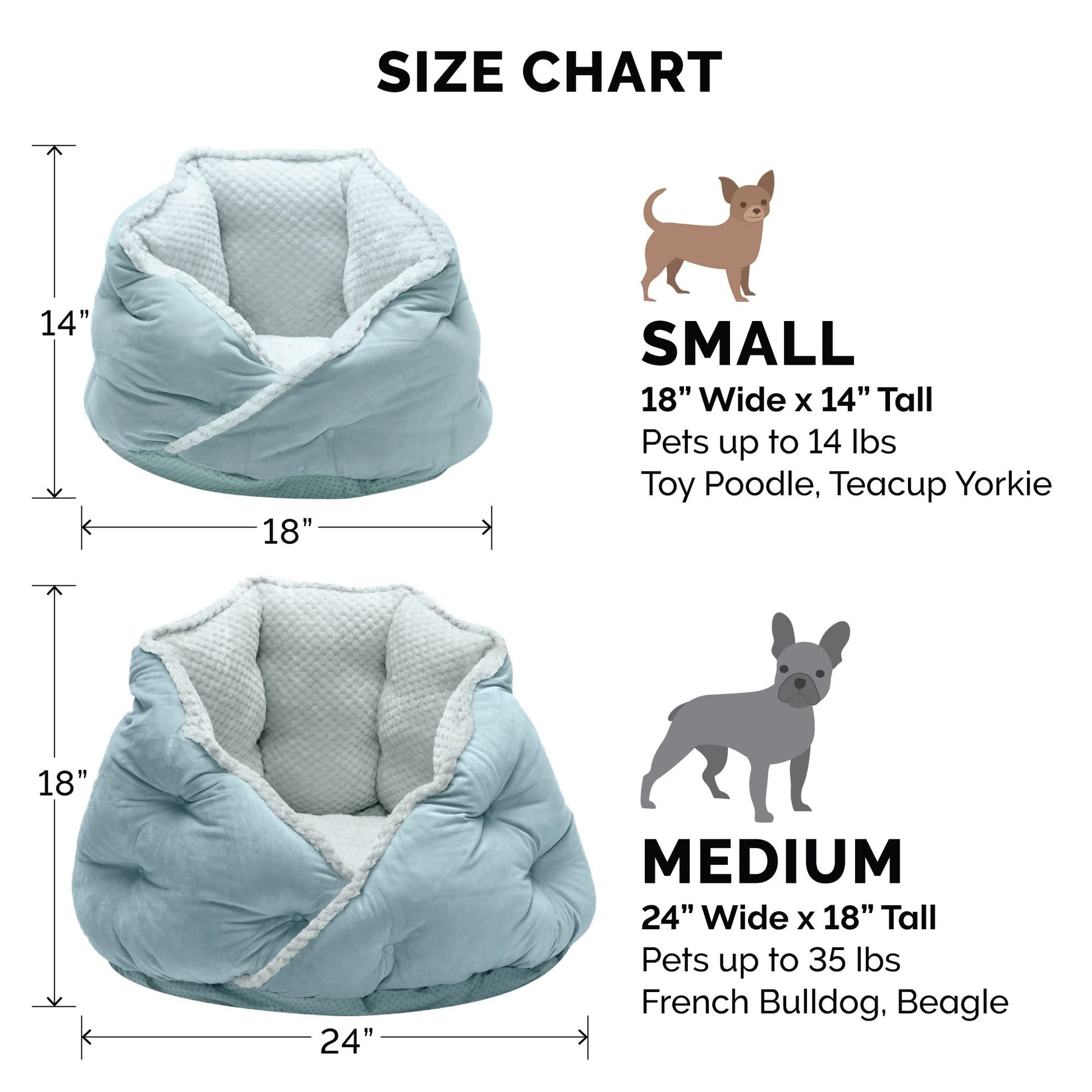 Furhaven 24" Round Medium Dog Bed Minky Plush & Velvet Calming Hug Nest, Washable - Aquamarine, 24-Inch