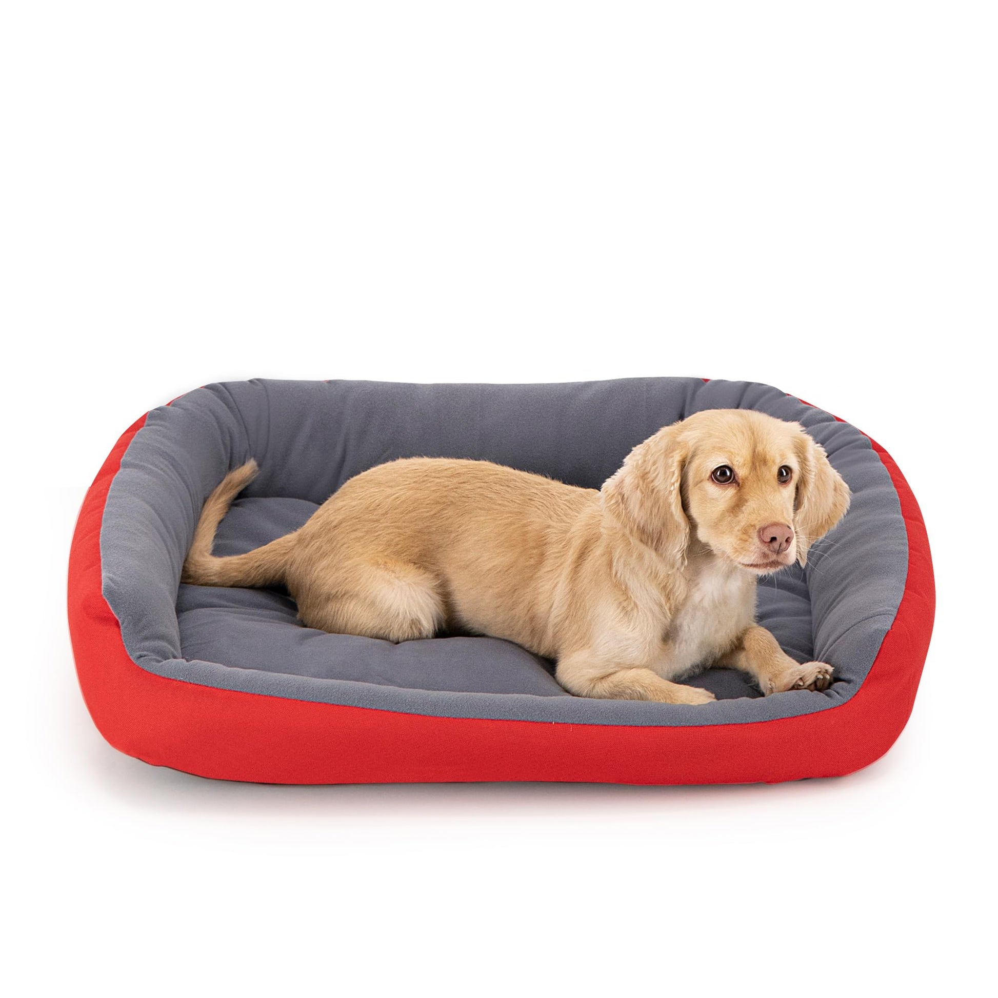 Cama para Perro PETS APPAREL HILLS Rojo Gris Resistente y Confortable con Relleno Suave