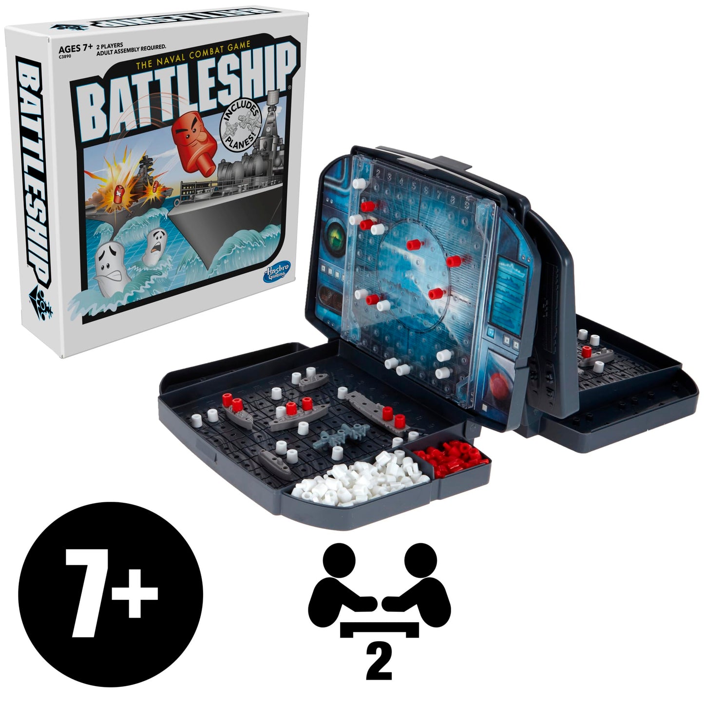 Hasbro Gaming Juego de Mesa de Estrategia Battleship con Aviones, Exclusivo de Amazon, para Edades de 7 años en adelante, Estándar