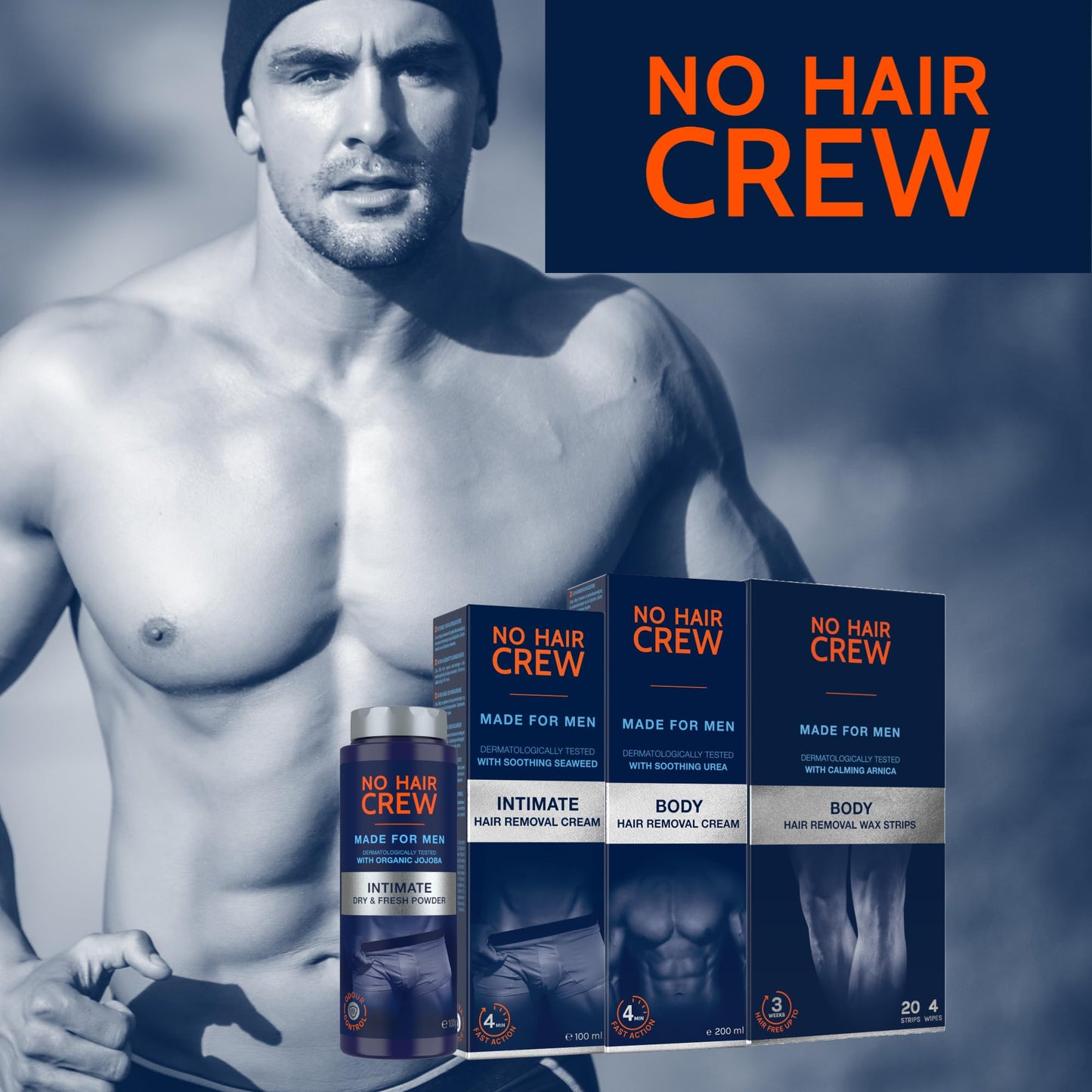 NO HAIR CREW | Polvo Íntimo Premium DRY & FRESH | Bote de 100 g - Hecho Para Hombres - Evita la irritación - Controla el mal olor