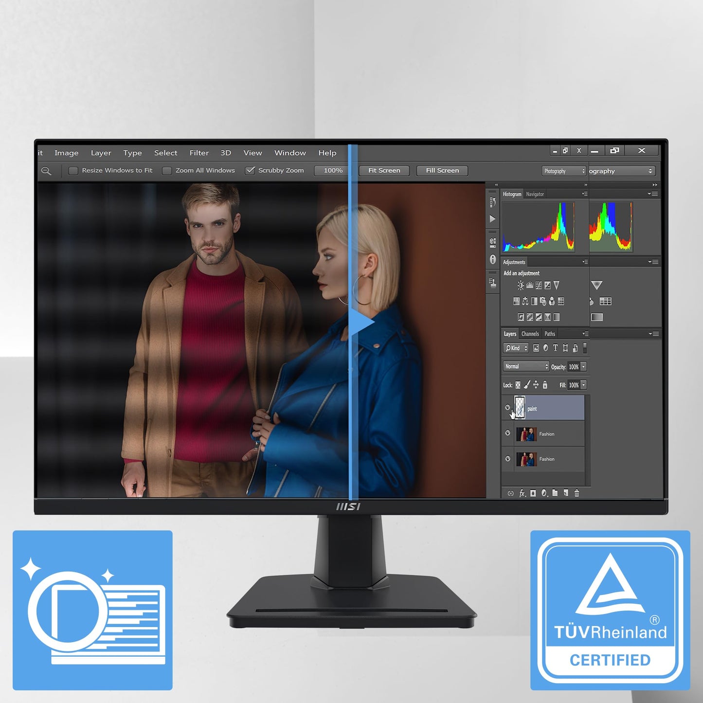 MSI PRO MP275Q Monitor de oficina WQHD de 27 pulgadas, panel IPS de 2560 x 1440, 100 Hz, visualización amigable con los ojos, altavoces integrados, inclinación ajustable - HDMI 2.0b, DP (1.2a)