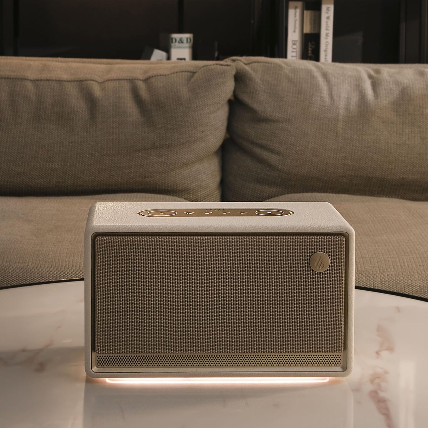 Edifier ES300 Altavoz WiFi y Bluetooth – 60 W Hi-Res Audio, AirPlay 2, LDAC, batería de 12 Horas, multiroom, USB & AUX, iluminación Ambiental, Carcasa de Madera, Control por aplicación, Altavoz