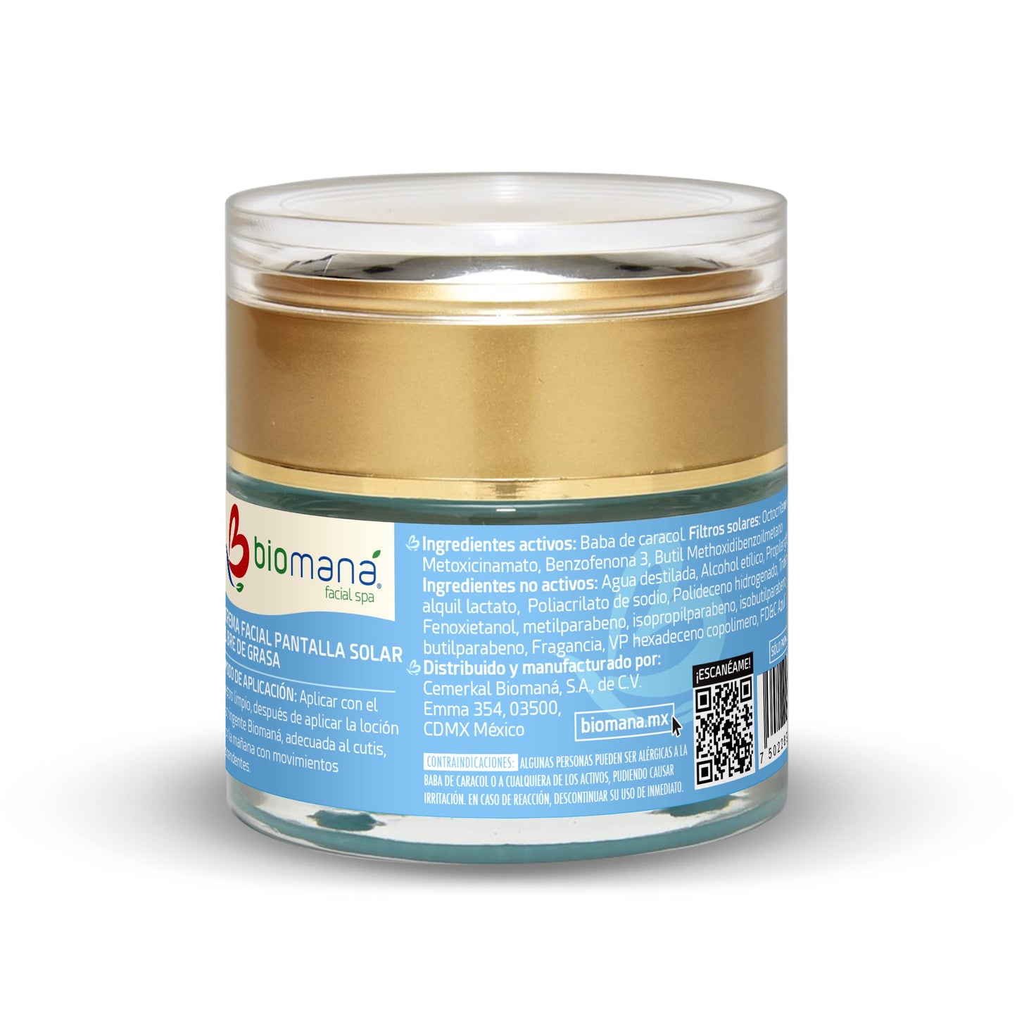 Biomaná Bloqueador Solar para cutis graso 50g FPS 90+ con Baba de Caracol