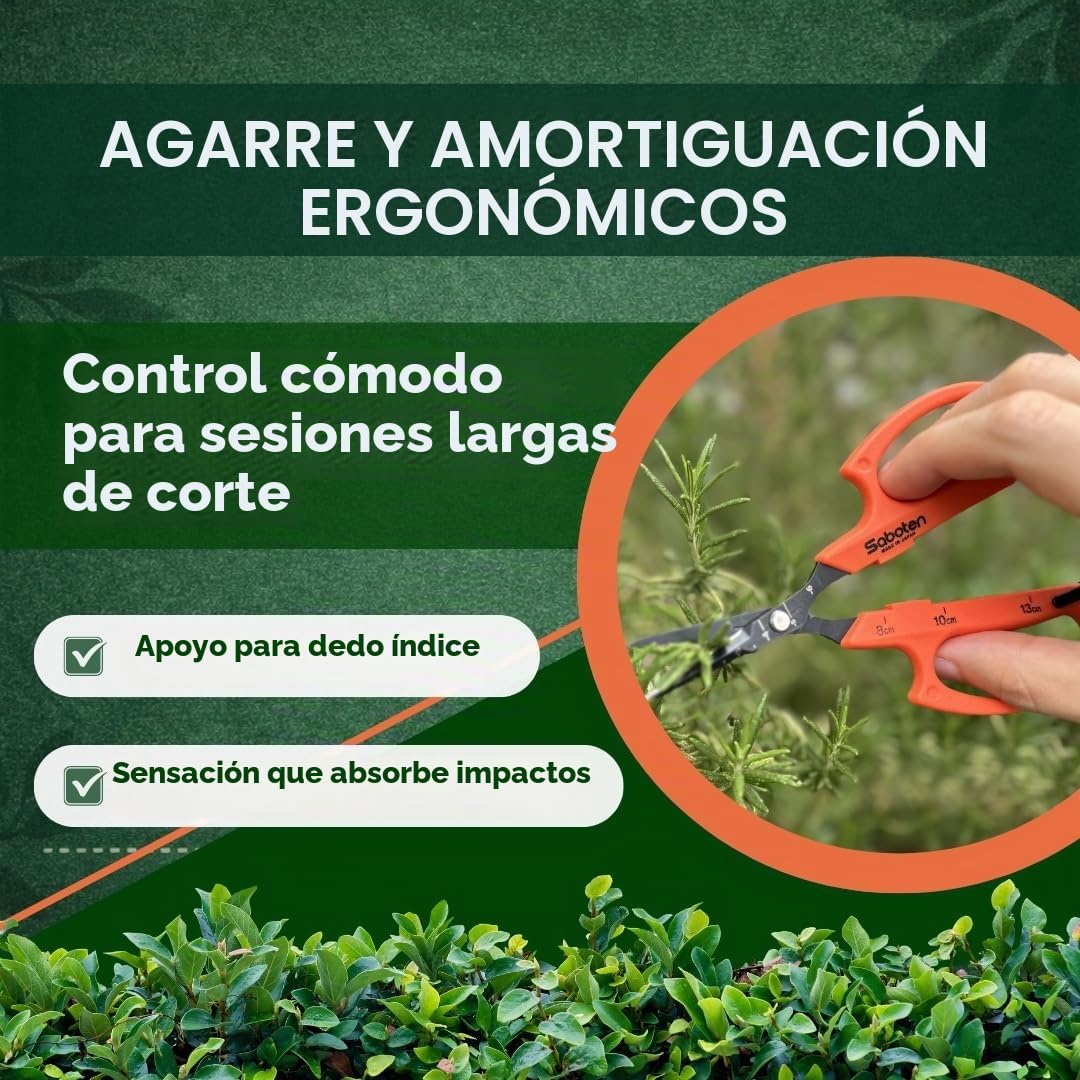 Saboten Tijeras de Cosecha Automáticas 6.3" – Hoja Curva de Punta Fina, Acción Magnética sin Resorte, Acero Inoxidable con Flúor, Mango Ergonómico – forest Originals, Hechas en Japón