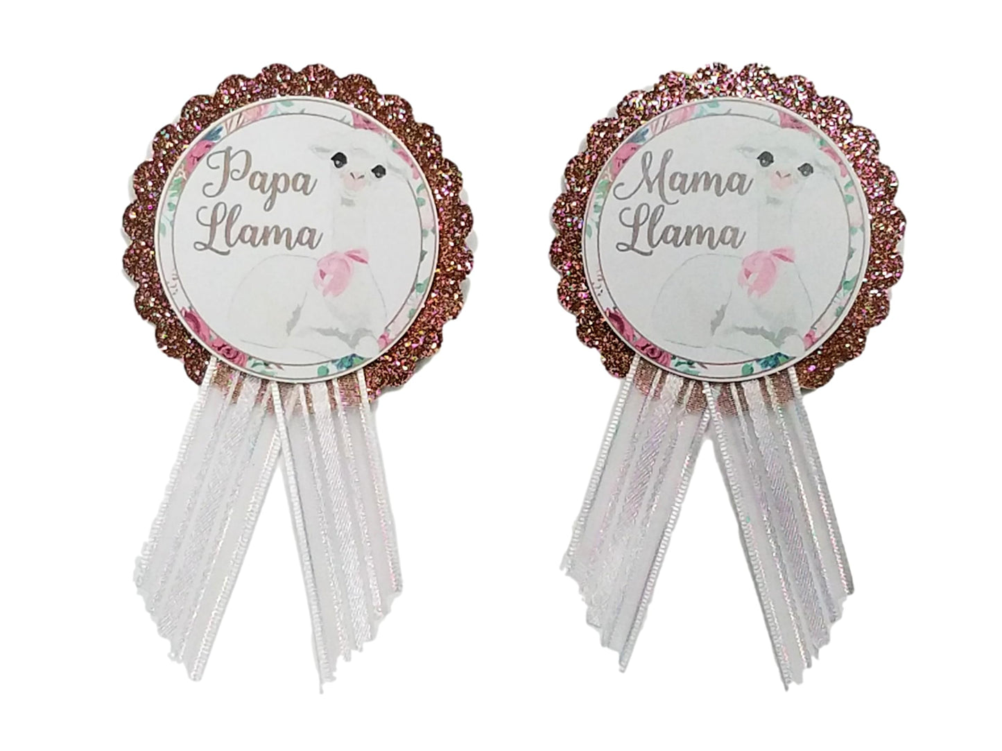 Llama Baby Shower - Pines temáticos o faja para nuevos padres y familiares para llevar en la revelación de género, Una talla, cartulina y satén