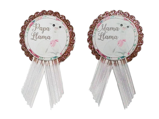 Llama Baby Shower - Pines temáticos o faja para nuevos padres y familiares para llevar en la revelación de género, Una talla, cartulina y satén