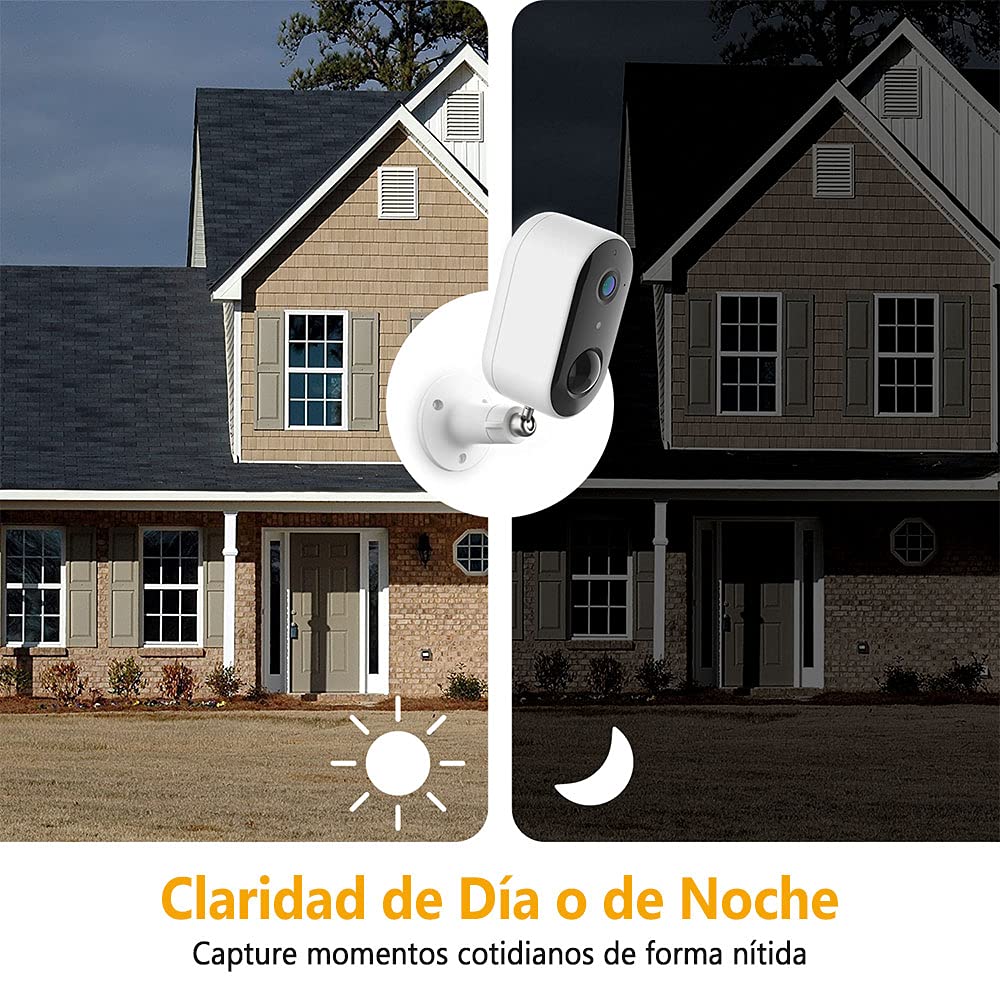 Cámara de Seguridad EASYTAO 2MP WiFi Recargable para Exteriores IP65 con Visión Nocturna Compatible con Alexa