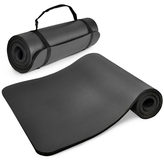 BalanceFrom GoCloud, Esterilla de Yoga Multiusos de Alta Densidad con Correa de Transporte, Color Negro, 2,54 cm