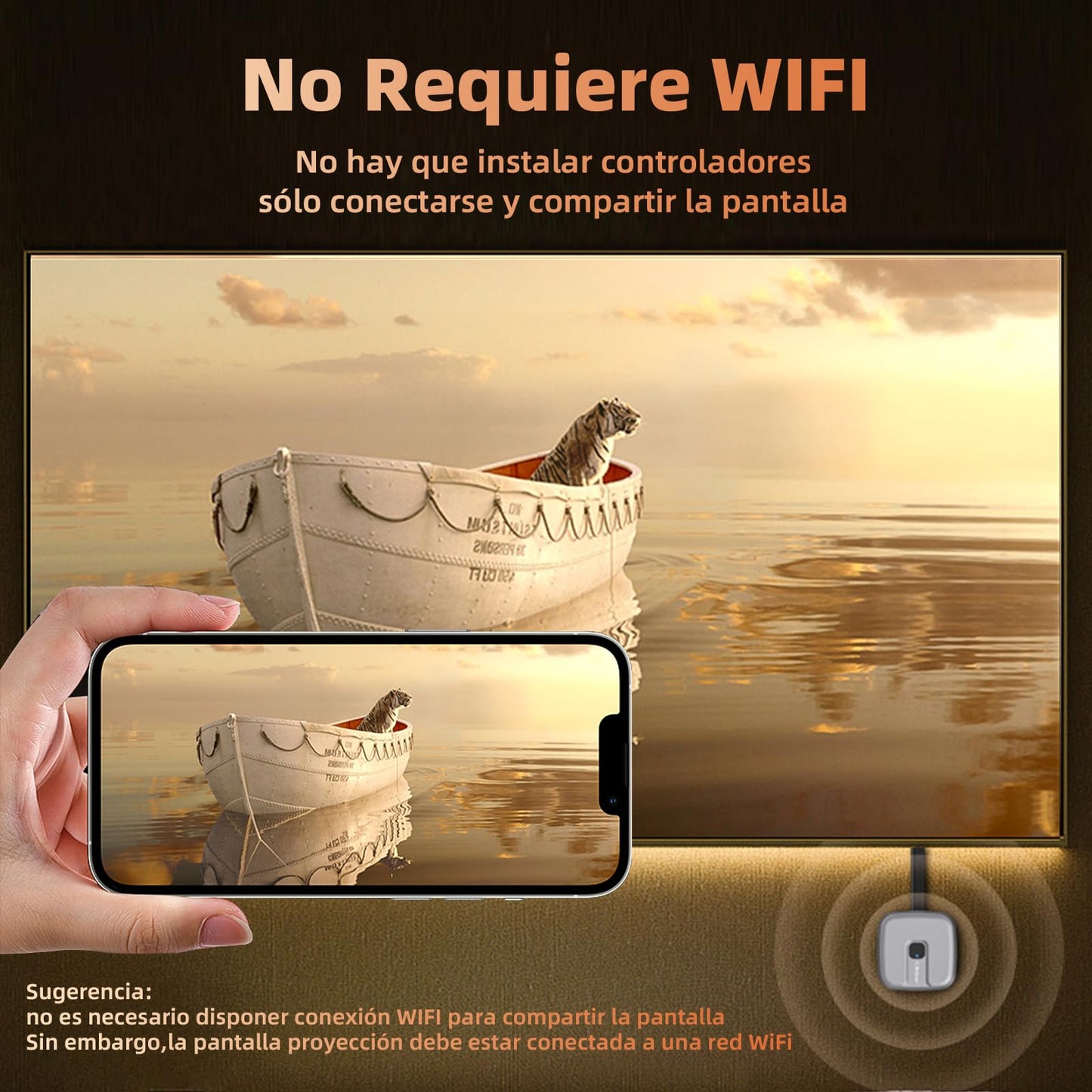 Receptor Inalámbrico 2RIYADH HDMI 4K Compatibilidad para Pantalla de Teléfono y Laptop