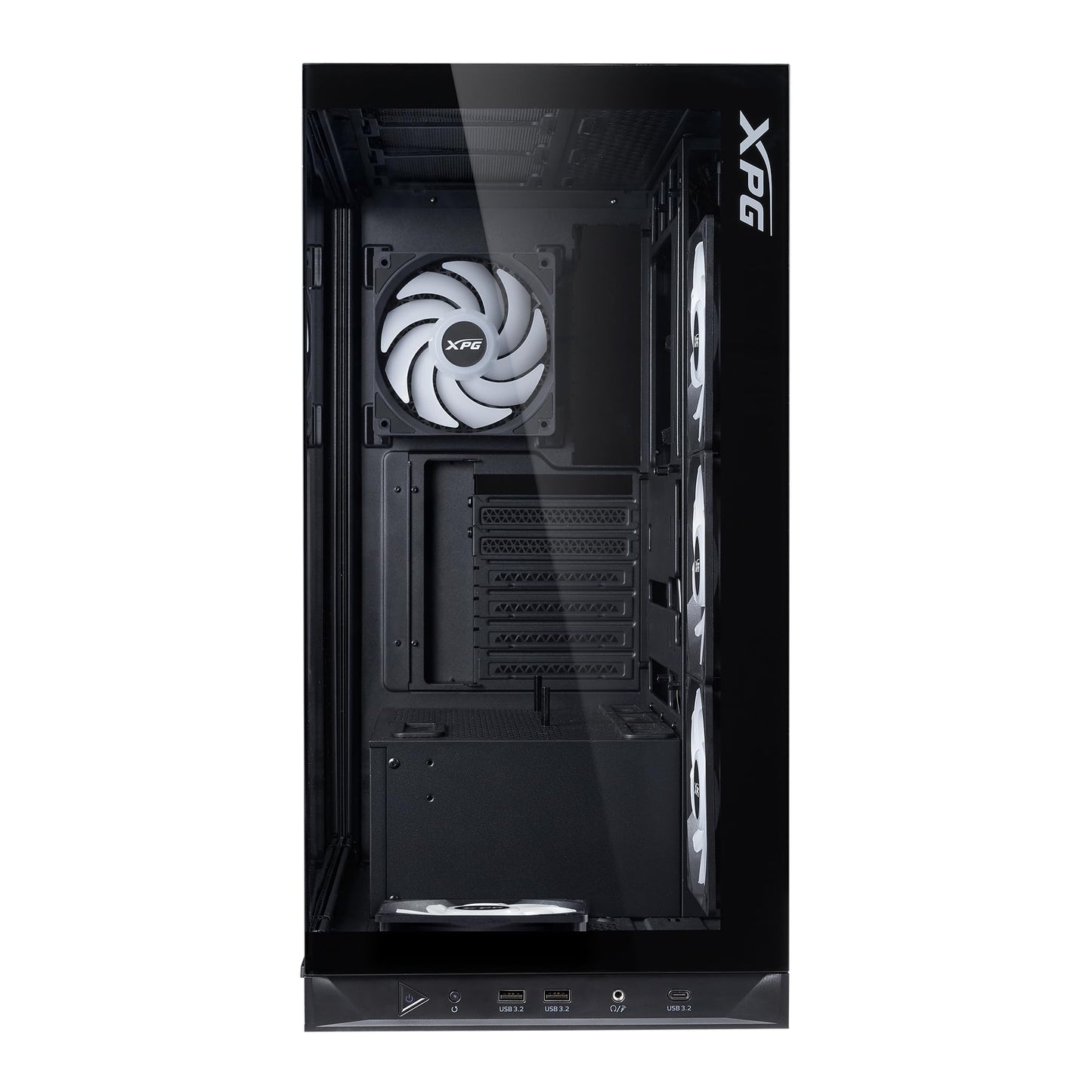 XPG Invader X BTF Placa Base de Conector inverso, chasis de Torre Media, Compatible con hasta 10 Ventiladores de 120 mm, Montaje Vertical y Horizontal de GPU (INVADERXBTFMT-BKCWW)