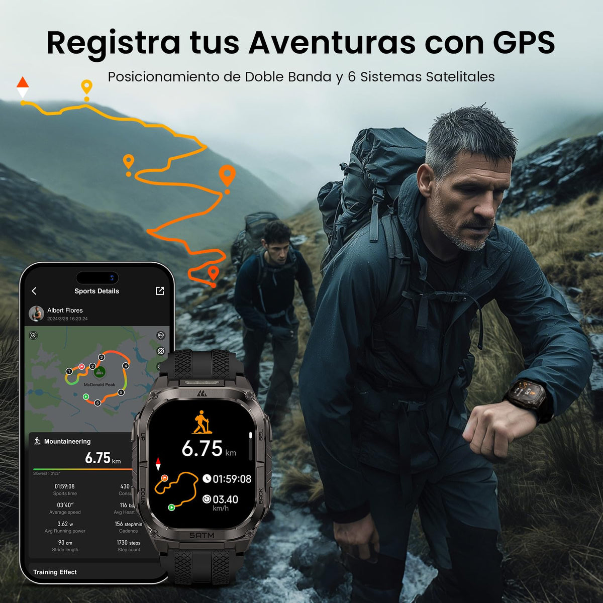 Reloj Smart KOSPET Tank M4C Negro AMOLED 1.96" IP69K para Hombre