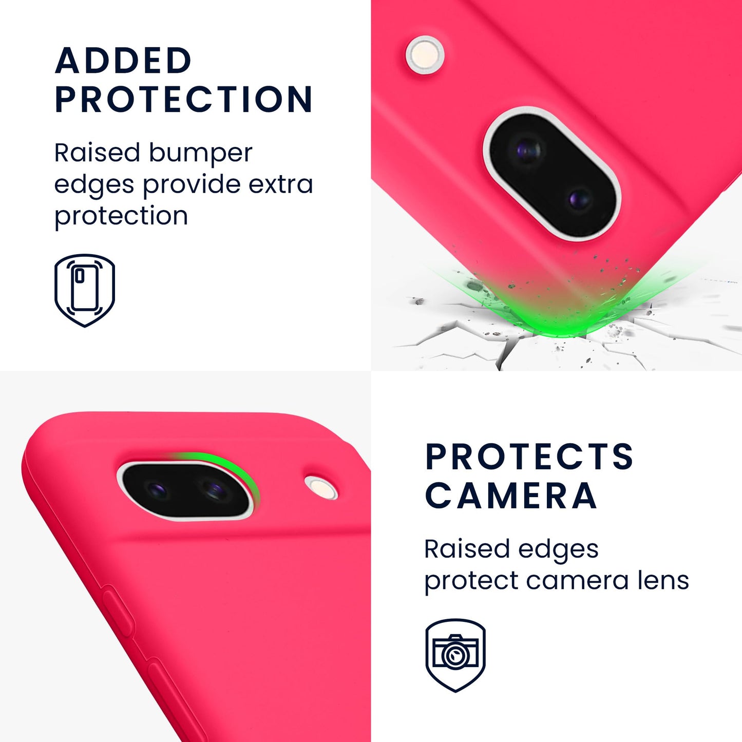 kwmobile Carcasa Compatible con Google Pixel 8a Funda - Case TPU y Silicona antigolpes - Apto Carga inalámbrica - Rosa neón