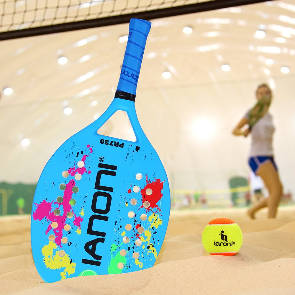 ianoni - Pala de tenis para playa (fibra de carbono, espuma viscoelástica EVA, núcleo de playa, raqueta de tenis), PR730