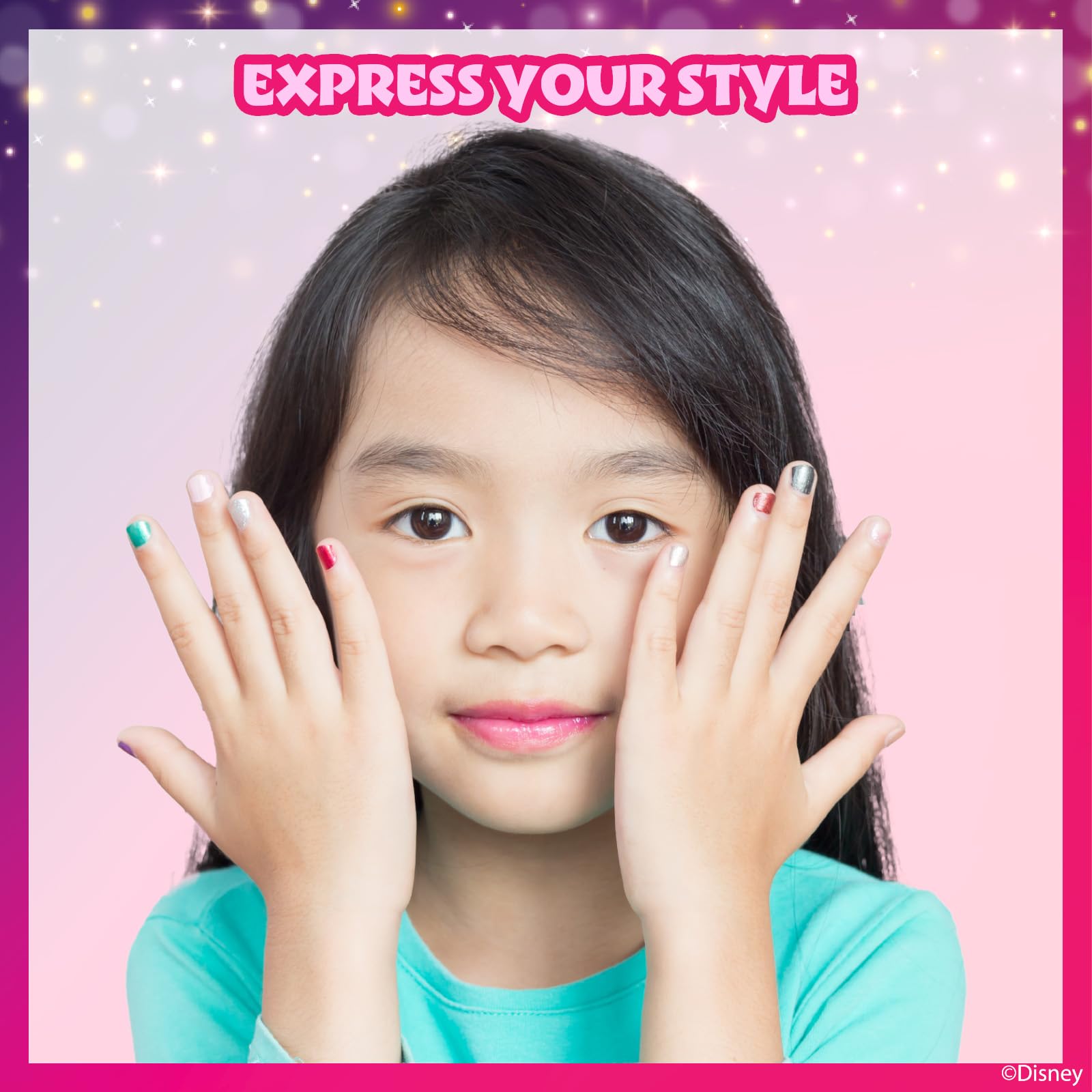 Disney Princess - Townley Girl Belle 18 piezas no tóxicas Peel-Off a base de agua seguro kit de esmalte de uñas de secado rápido | Juego de pintura de uñas para regalo de cumpleaños para niñas, colores brillantes y opacos| Niños mayores de 3 años