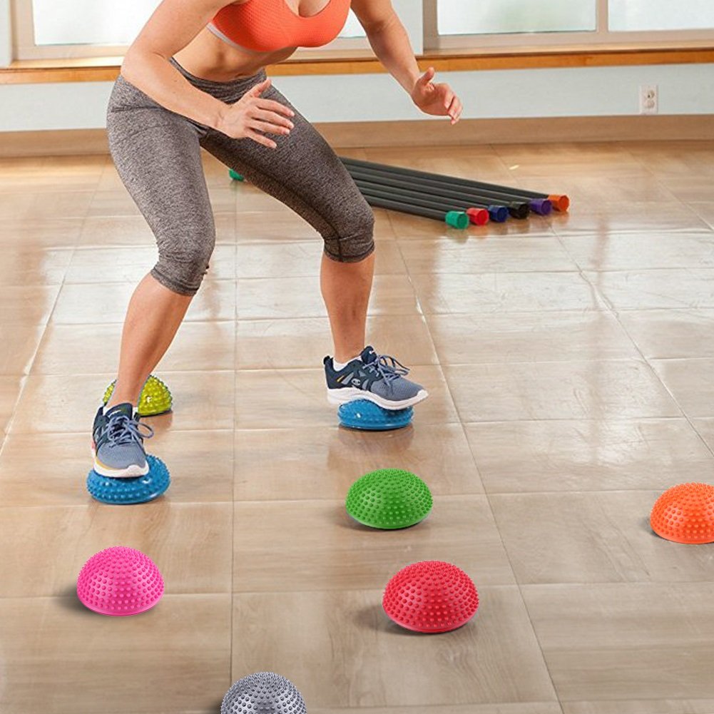 Media Bola de Equilibrio para Masaje de Pies 2Uds Plata para Terapia de Músculo y Tejido Profundo