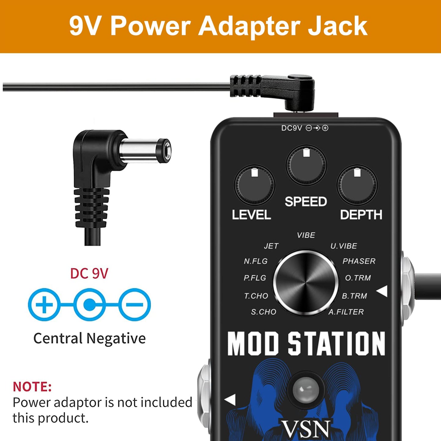 Pedal de Efecto para Guitarra VSN Modulation Digital True Bypass 11 Tipos Classic para Eléctrica