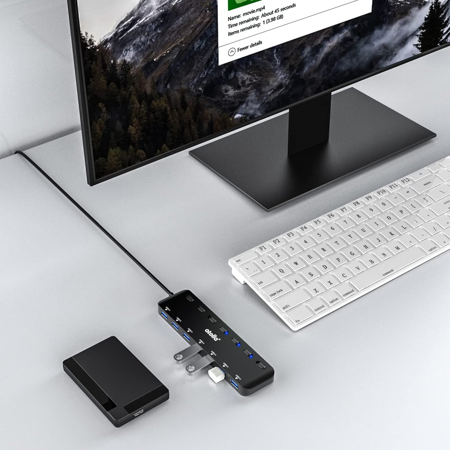atolla Hub USB 3.0, 7 Puertos Multi USB 3.0 SuperSpeed 5Gbs, Adaptador USB con 7 Interruptores e Indicadores Individuales Compatible con Windows, Mac OS, Linux y Otros Sistemas operativos