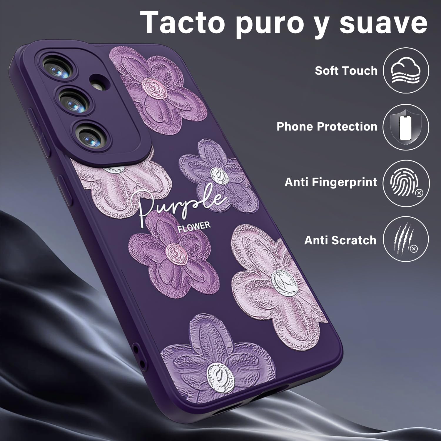 Threehao Funda para Samsung Galaxy S24, Ultra Delgado Flexible Suave TPU Silicona Carcasa con Moda Aesthetic Dibujos Flores, Antigolpes Anti-arañazos Protectora Case para Samsung S24