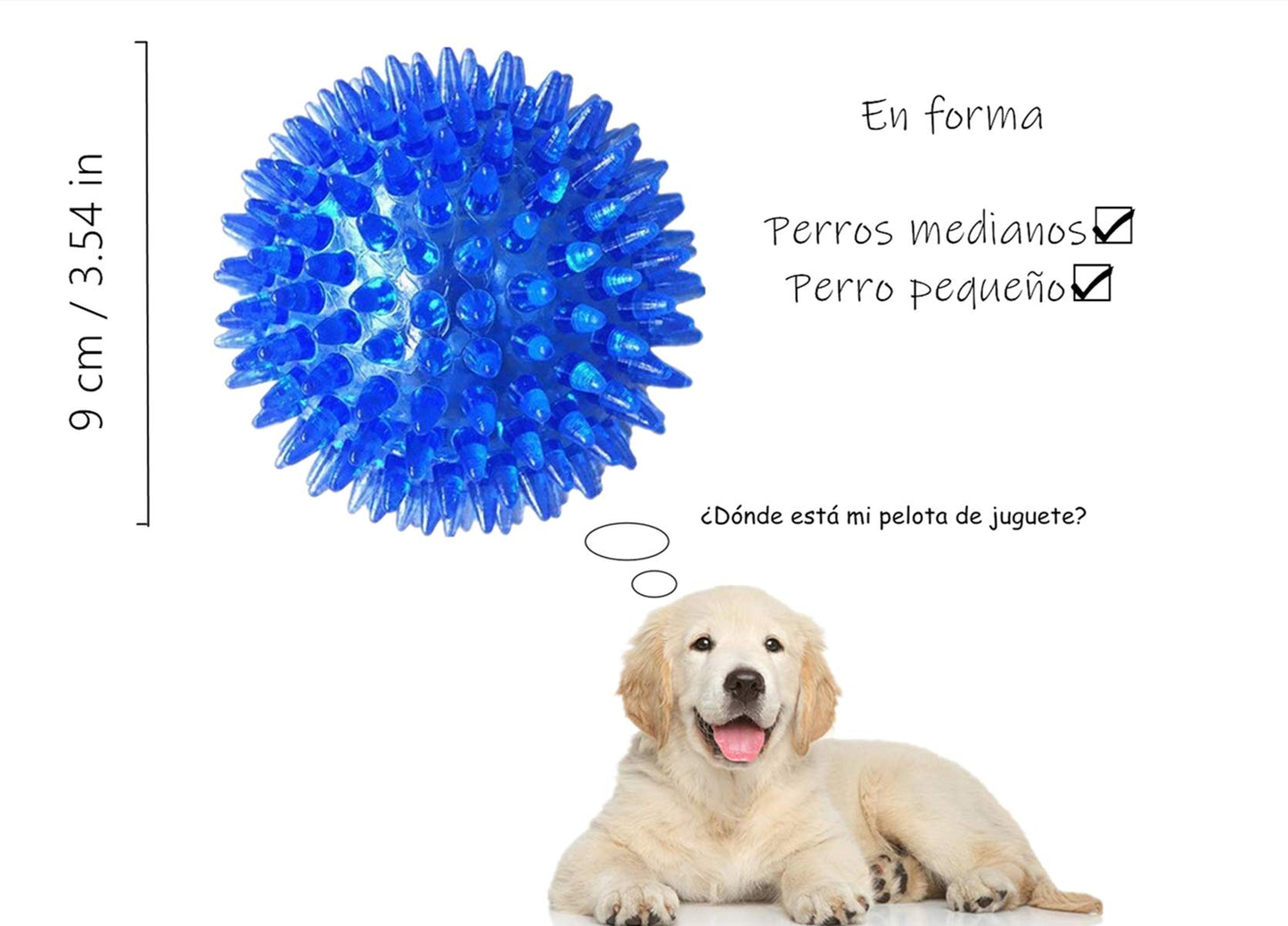Pelota de Juguete para Perros Pequeños y Medianos Resistente a Mordeduras de Pelota Puntiaguda Azul