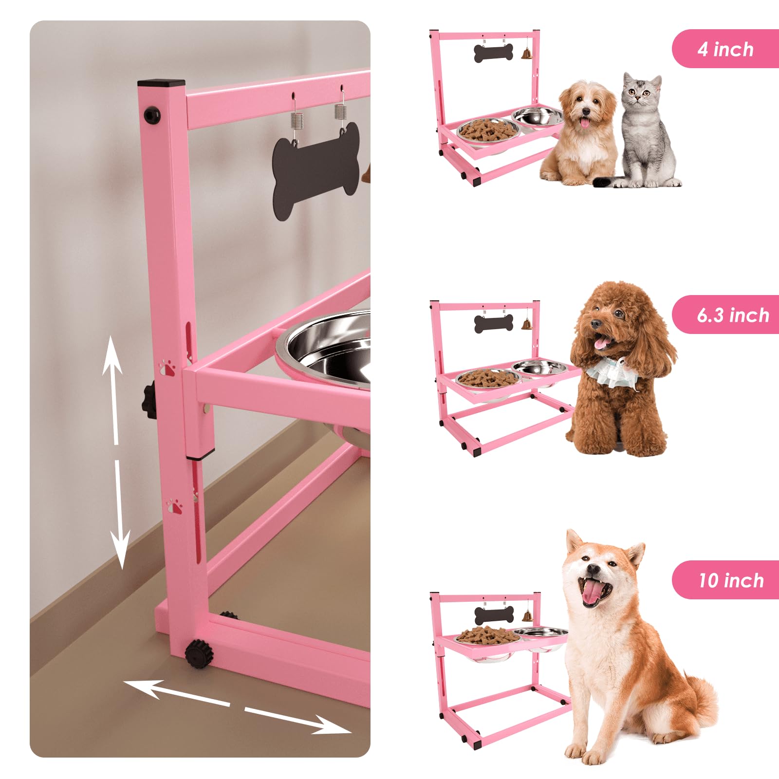 Cuencos Elevados SHAINFUN Acero Inoxidable para Perros Pequeños y Medianos con Soporte Ajustable