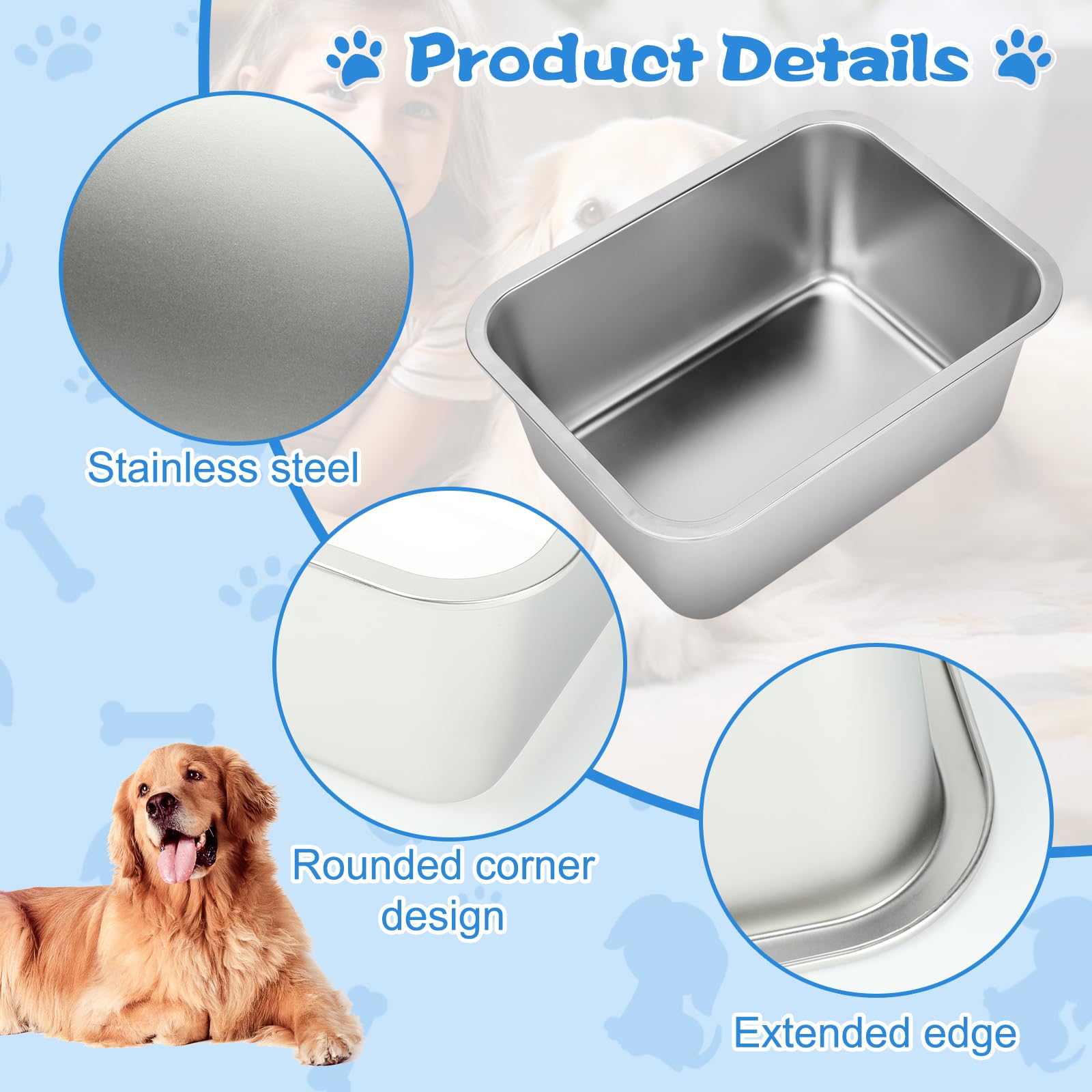 Cuencos de Agua de Acero Inoxidable YUEPET de Gran Capacidad extra Grandes para Perros