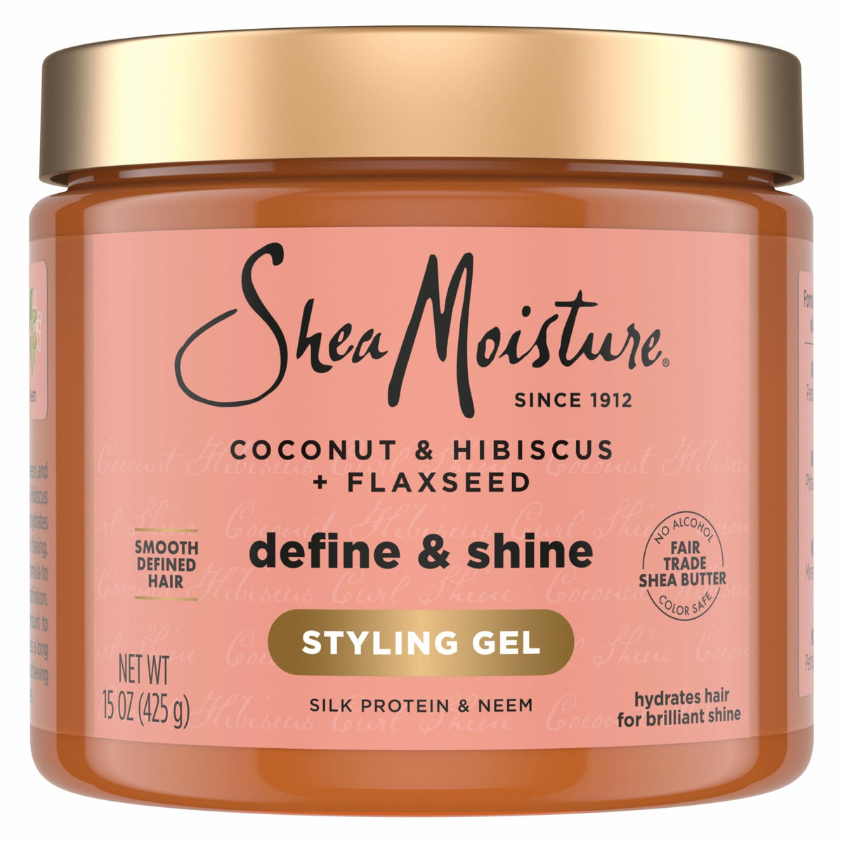 SheaMoisture Gel de peinado definidor para cabello grueso y rizado Gel de peinado para control del encrespamiento sin parabenos y coco, 15 oz