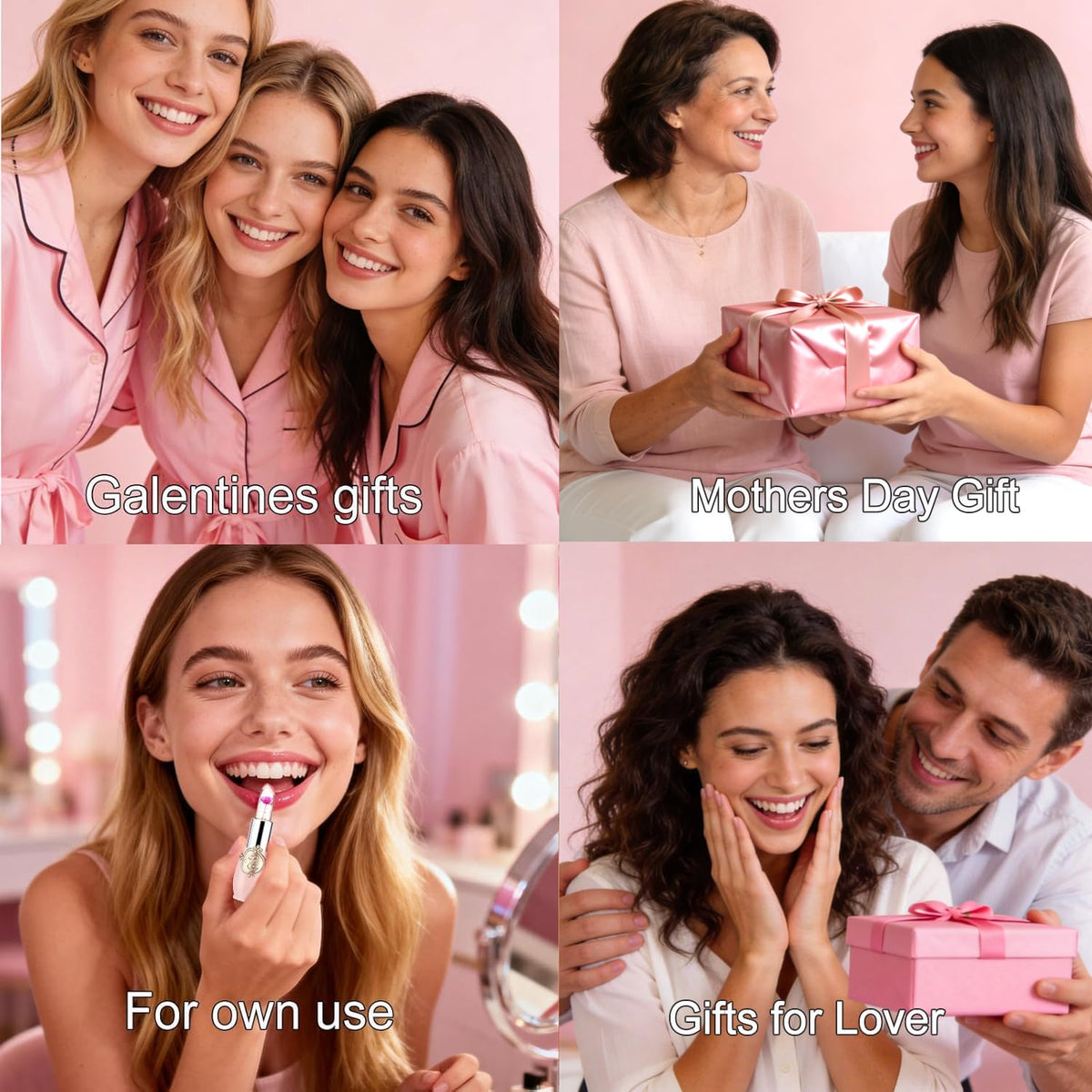 FirstFly - Juego de 6 lápices labiales con flores de cristal, larga duración, nutritivo bálsamo labial hidratante de labios, color negro