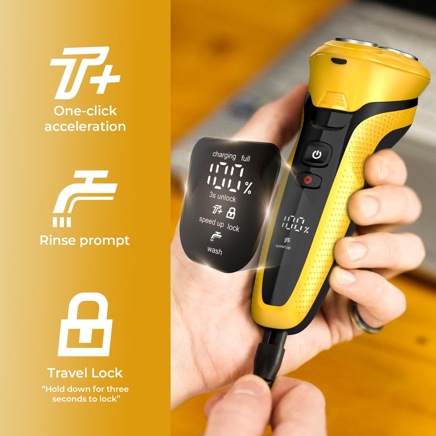 Afeitadora eléctrica para hombre, rategist, recargable, para hombre, impermeable, para secar en húmedo, sin cables, velocidades ajustables, con recortadora de pelo de nariz, recortadora de patillas