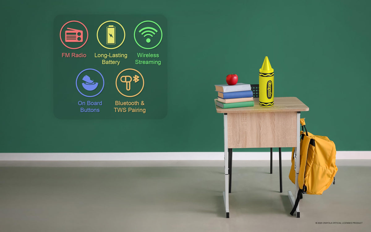 Bocina Bluetooth Crayola Kids Crayon Azul 20W Sonido HD Batería Larga Duración