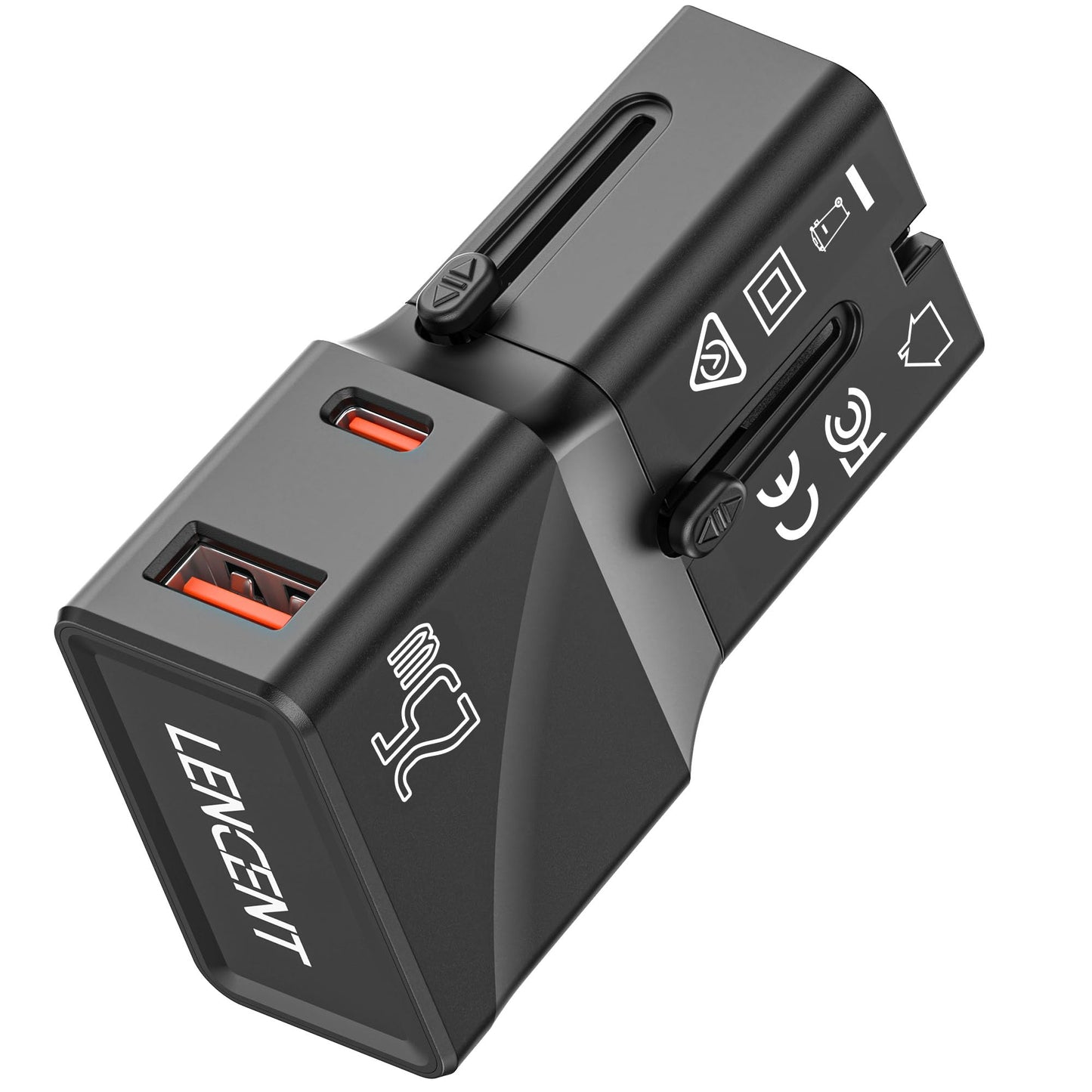 LENCENT Adaptador de Viaje Internacional, Cargadores USB C, Carga Rápida PD 25W & QC 3.0 Tipo C, Cargador de Pared, Adaptador de Enchufe Universal para EU/UK/EE.UU./AUS