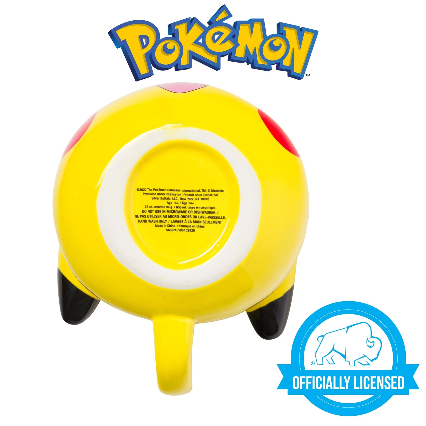 Taza Cerámica Esculpida 3D Silver Buffalo Pikachu Amarilla 20 Onzas