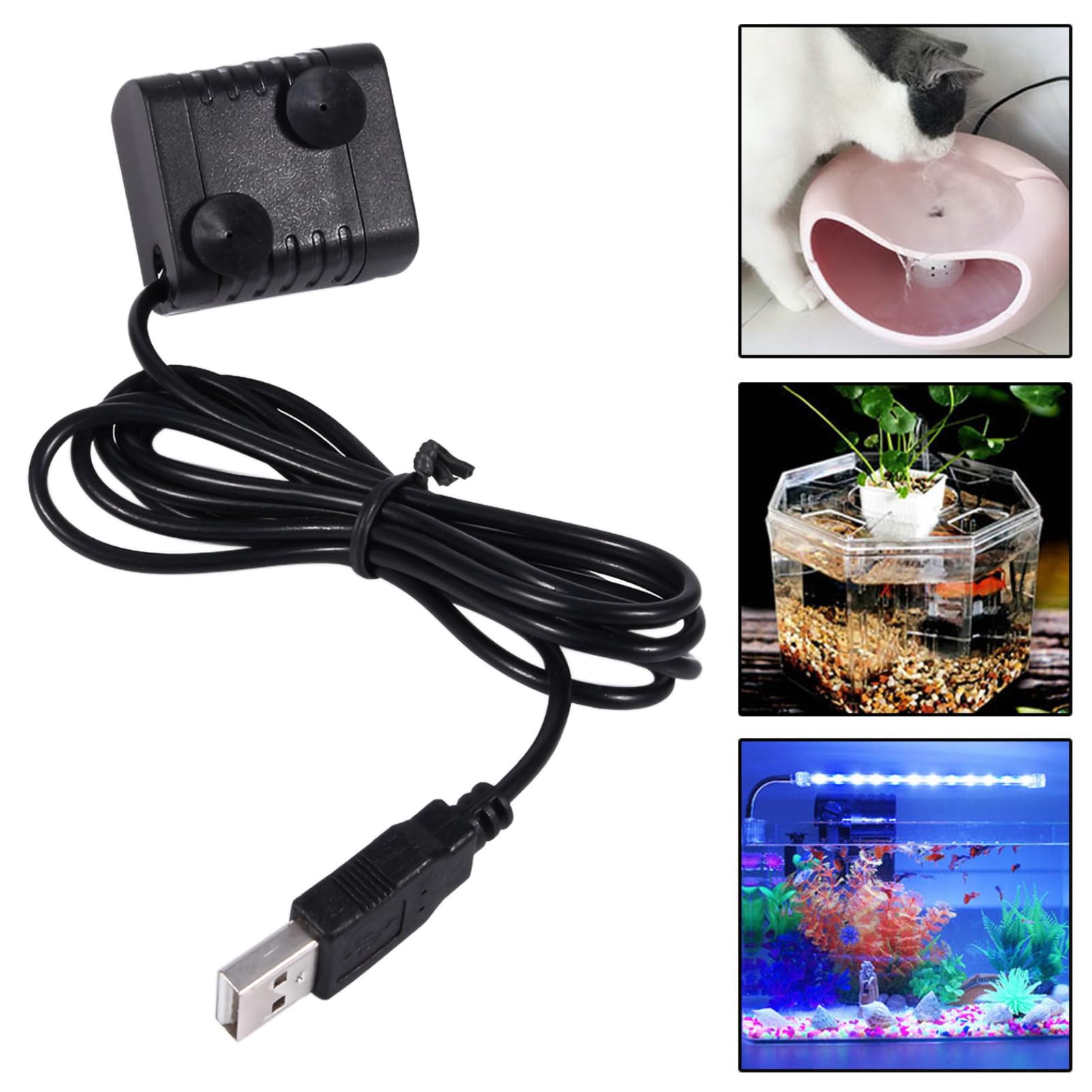 Bomba de agua micro sumergible Mini bomba de refuerzo con USB, DC Motor sin escobillas Bomba de fuente de agua para acuario, piscina, estanque, pecera, 150L / H