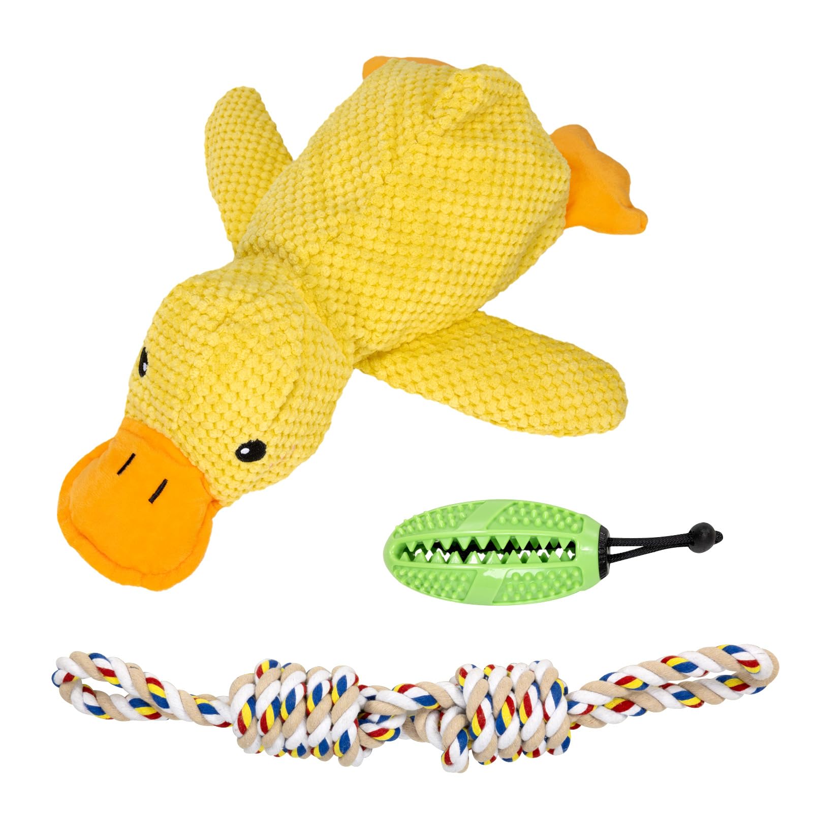 wishkit Juguete Peluche para Perro, Juguetes para Perros ansiosos, Paquete de 3 Juguetes para Masticar para Perros, Juguetes para Cachorros, Juguetes de Cuerda con Nudos para Limpieza Dental