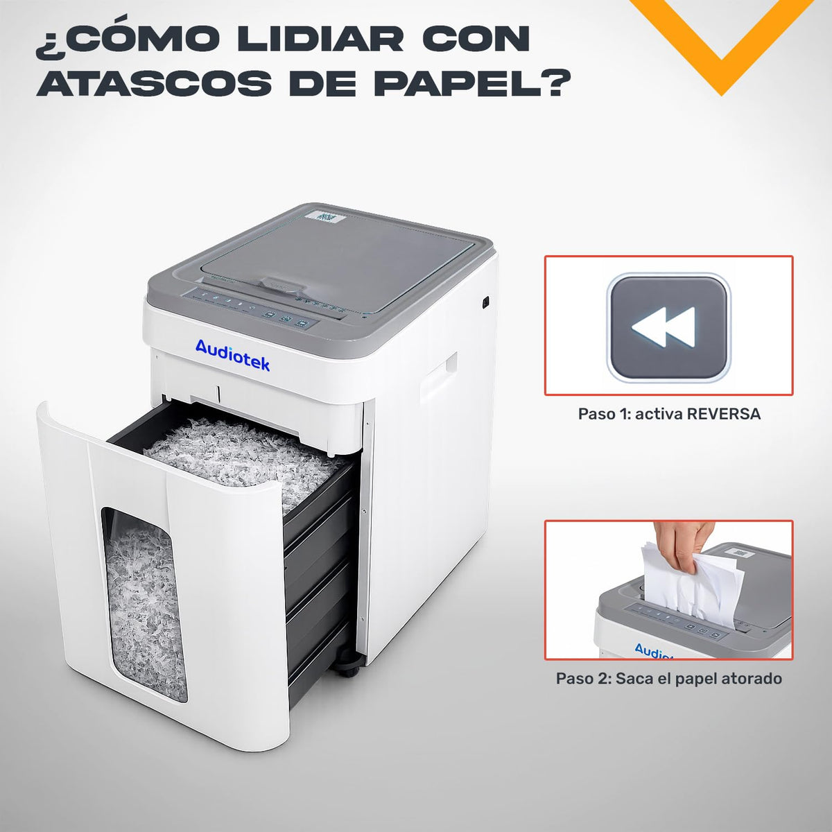 Trituradora de Papel AUDIOTEK Alta Seguridad Profesional Negra para Oficina y Negocio