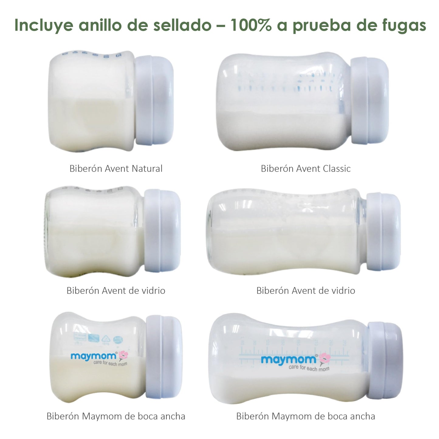 Tapas de viaje Maymom compatibles con biberones Avent; la tapa reemplaza el aro roscado y el disco de sellado de biberones Avent Natural; compatibles con biberones Avent Anti-Colic de polipropileno, biberones de vidrio Avent, biberones Avent PP, repuesto