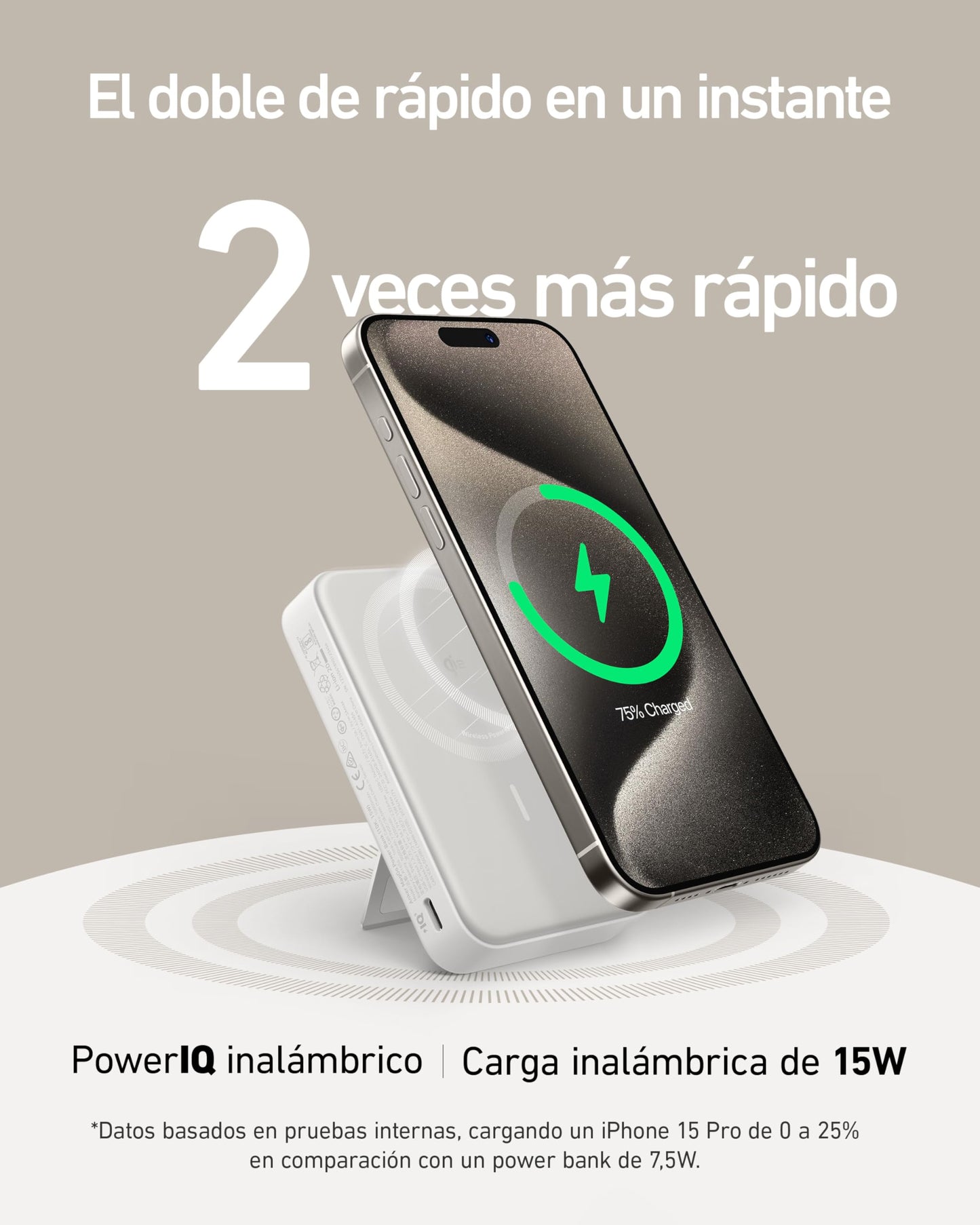 Power Bank Anker MagGo Verde con Pantalla Inteligente y Soporte para iPhone 16/15