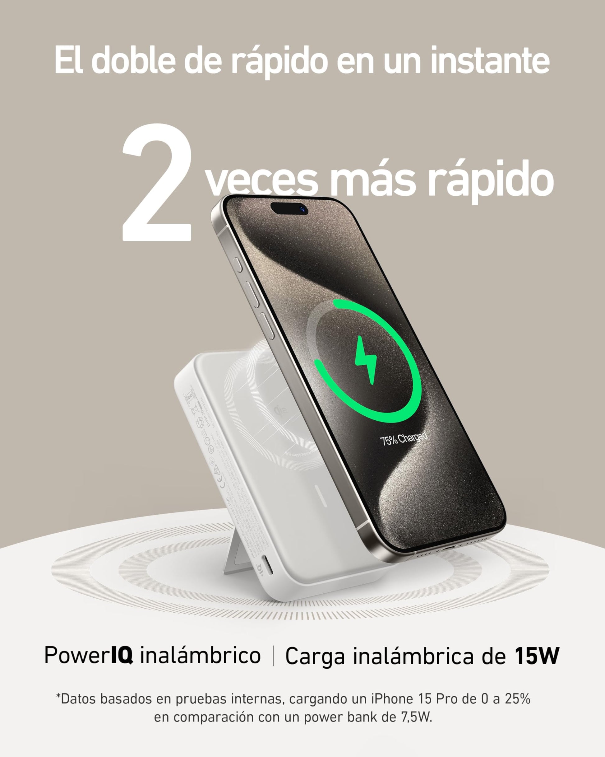 Power Bank Anker MagGo Verde con Pantalla Inteligente y Soporte para iPhone 16/15