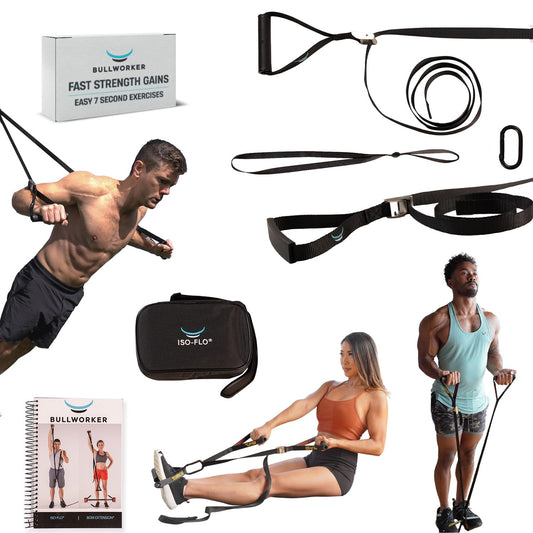 Bullworker ISO-FLO - Equipo de ejercicio isométrico – Correas de entrenamiento de suspensión y bandas de resistencia para calistenia, pilates y entrenamiento de fuerza, portátil para gimnasio en casa,