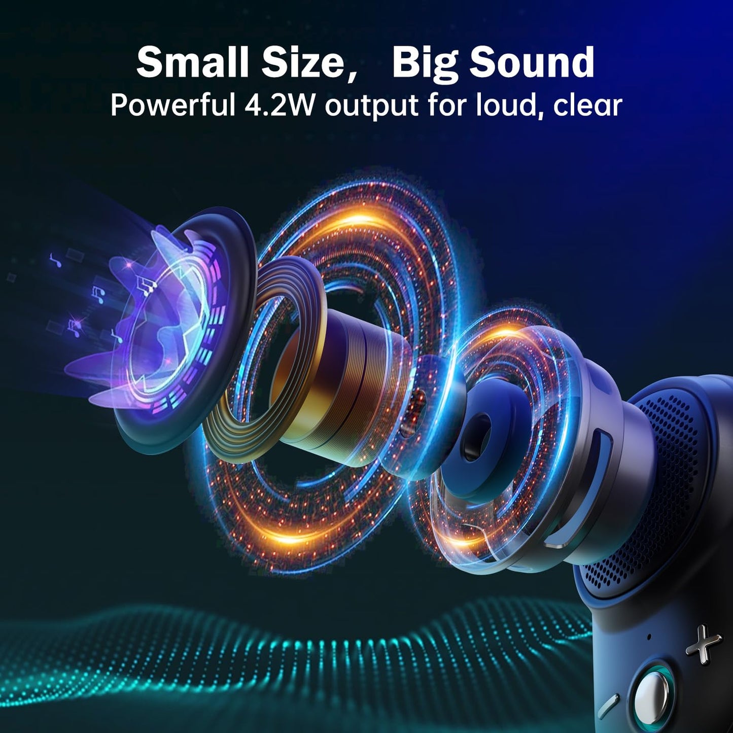 Divoom Itour-S Mini Altavoz Bluetooth portátil con micrófono, Altavoz portátil con Clip, Audio Grande y Graves impactantes, IP67 Impermeable, Tiempo de reproducción de 10 Horas, para el Lugar de