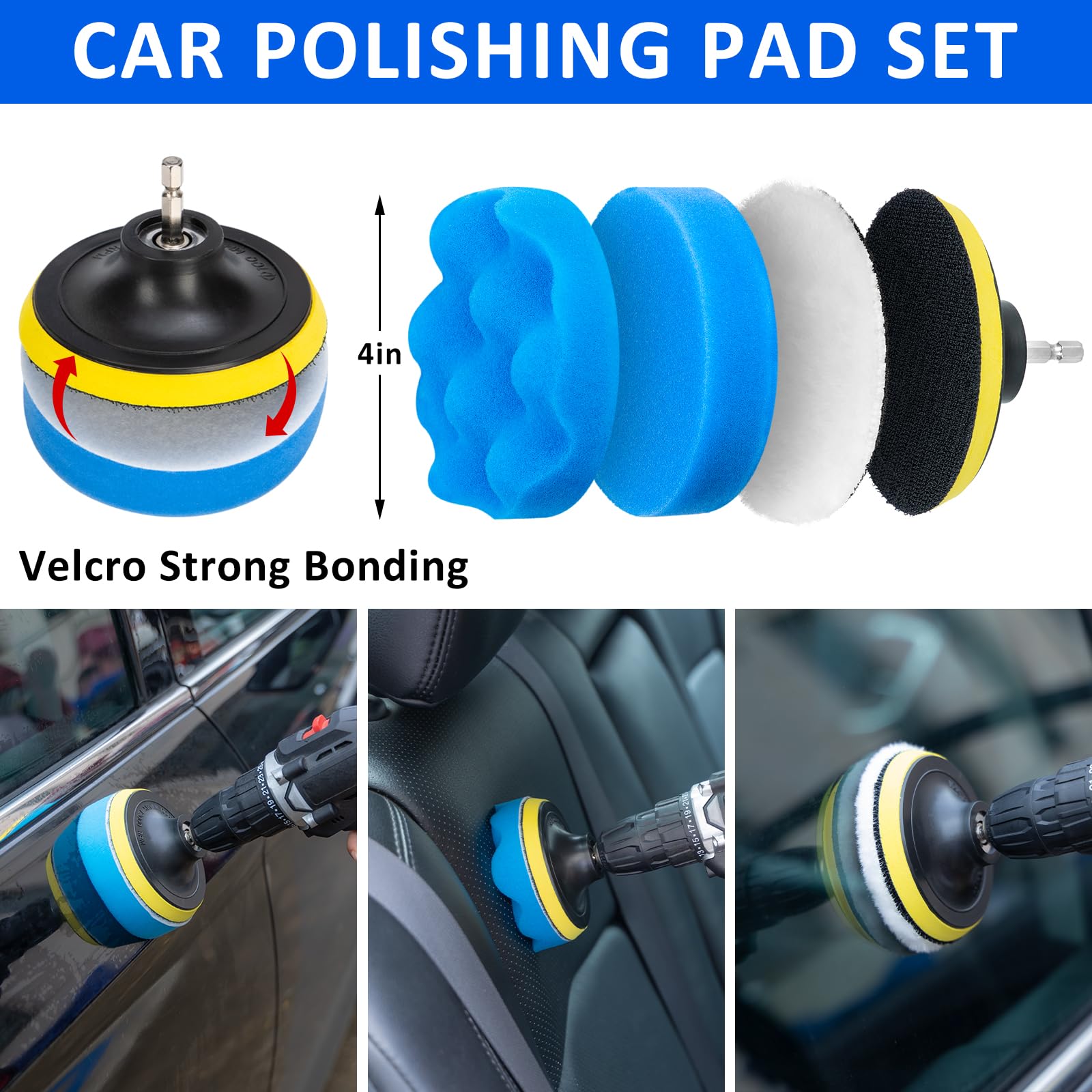 AUTODECO - Juego de 27 cepillos para detalles de coche, kit de detalles de coche, juego de cepillos de taladro para detalles automáticos, kit de herramientas de limpieza de lavado de automóviles para interiores, exteriores, ruedas, azul