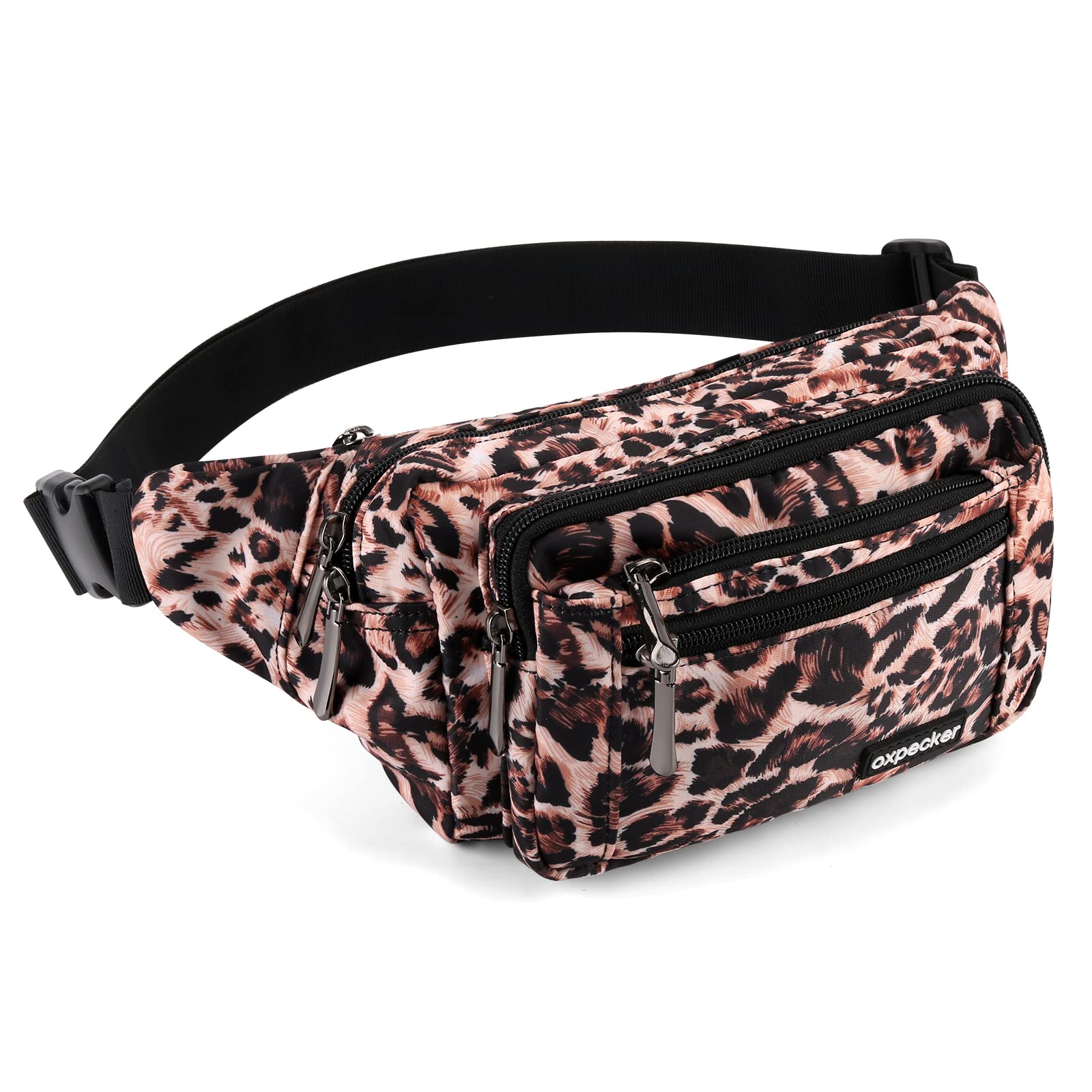 Riñonera Oxpecker Estampado de Leopardo Impermeable con Correa Ajustable para Hombres y Mujeres