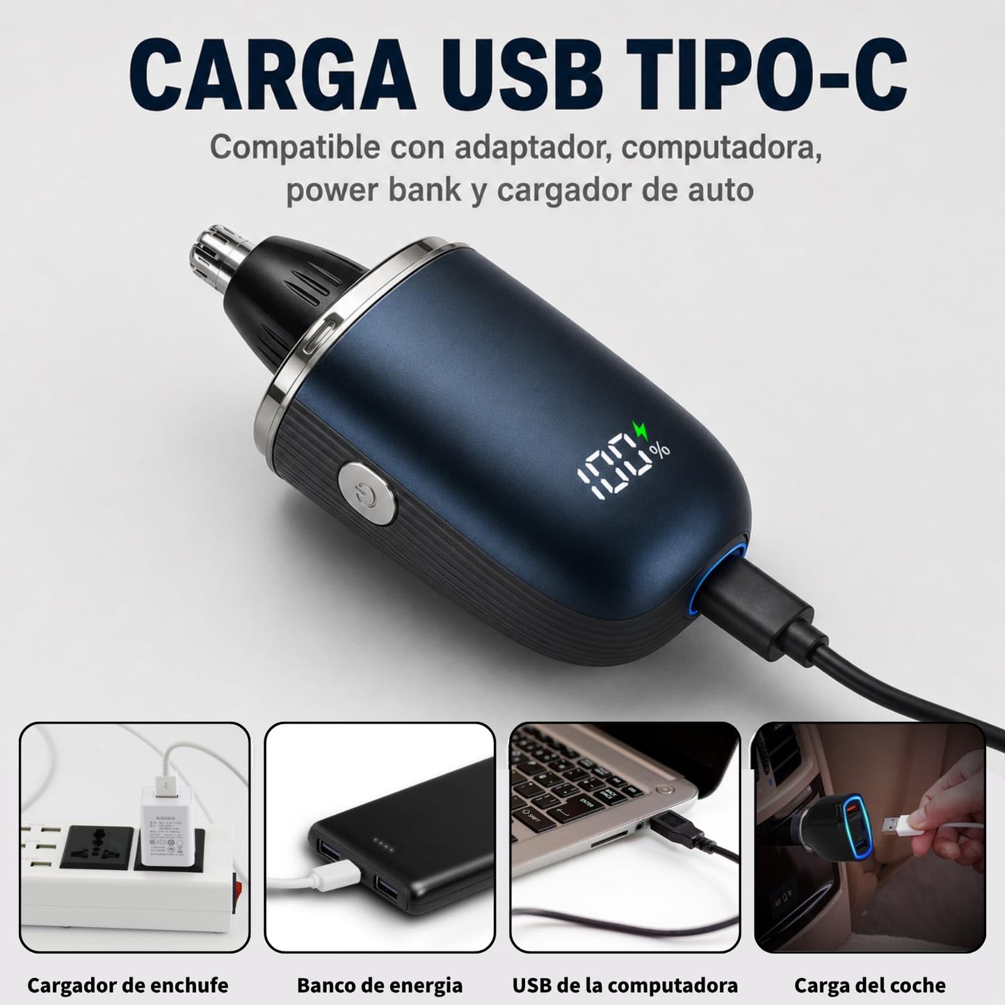 6 en 1 Recortadora de Vello Nasal Recargable, Afeitadora Electrica Hombre Nariz, Depiladora de Nariz y Orejas, USB Recargable, Pelo de la Nariz/barba/cabello/cejas/axilas/piernas